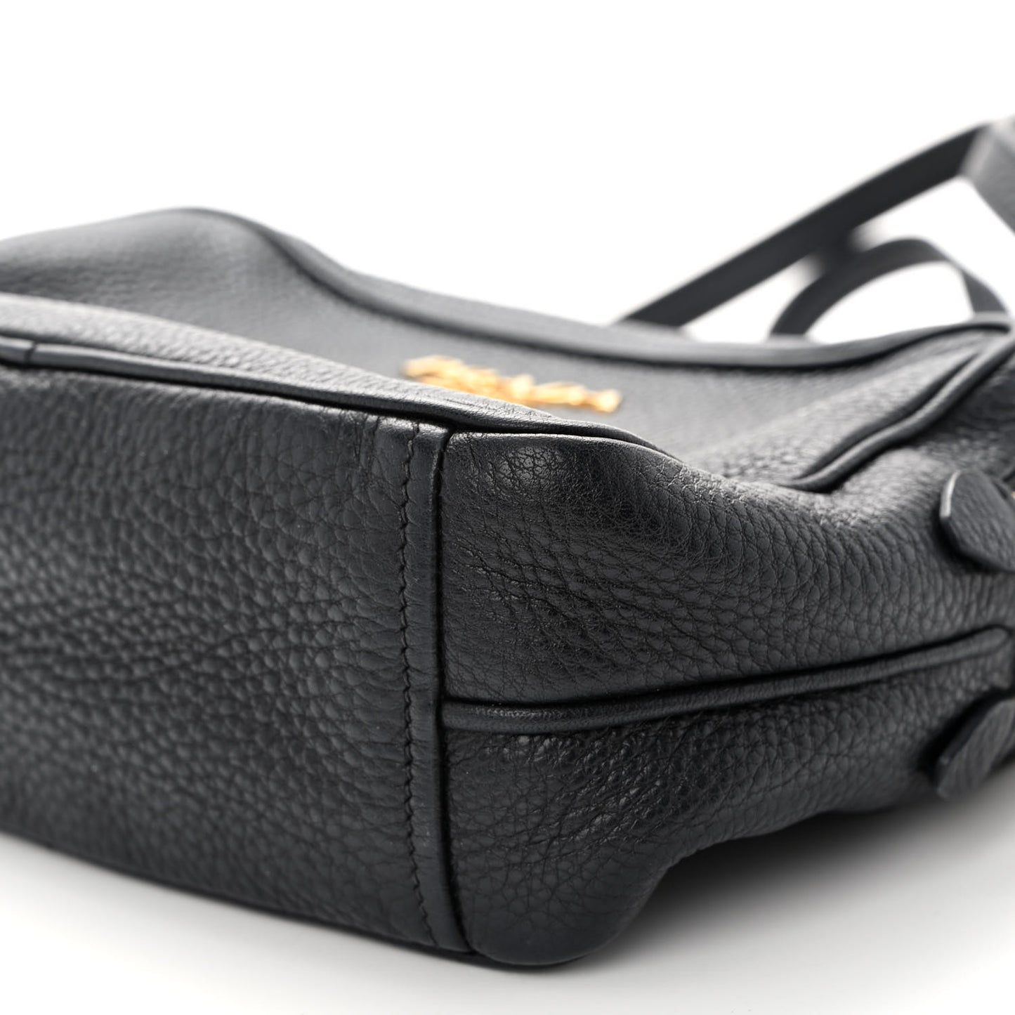 Vitello Daino Medium Double Zip Shoulder Bag Black