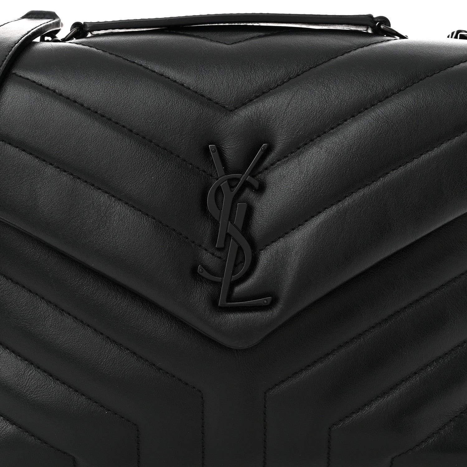 Saint Laurent Calfskin Y Quilted Monogram Monochrome Small Loulou Chain Satchel Black 8 of 10