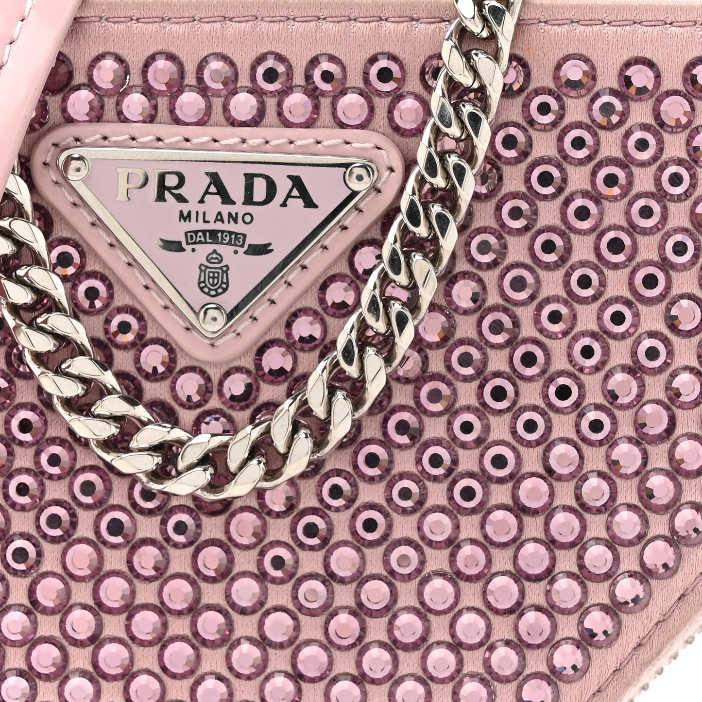 Satin Crystal Mini Triangle Crossbody Pouch Alabastro
