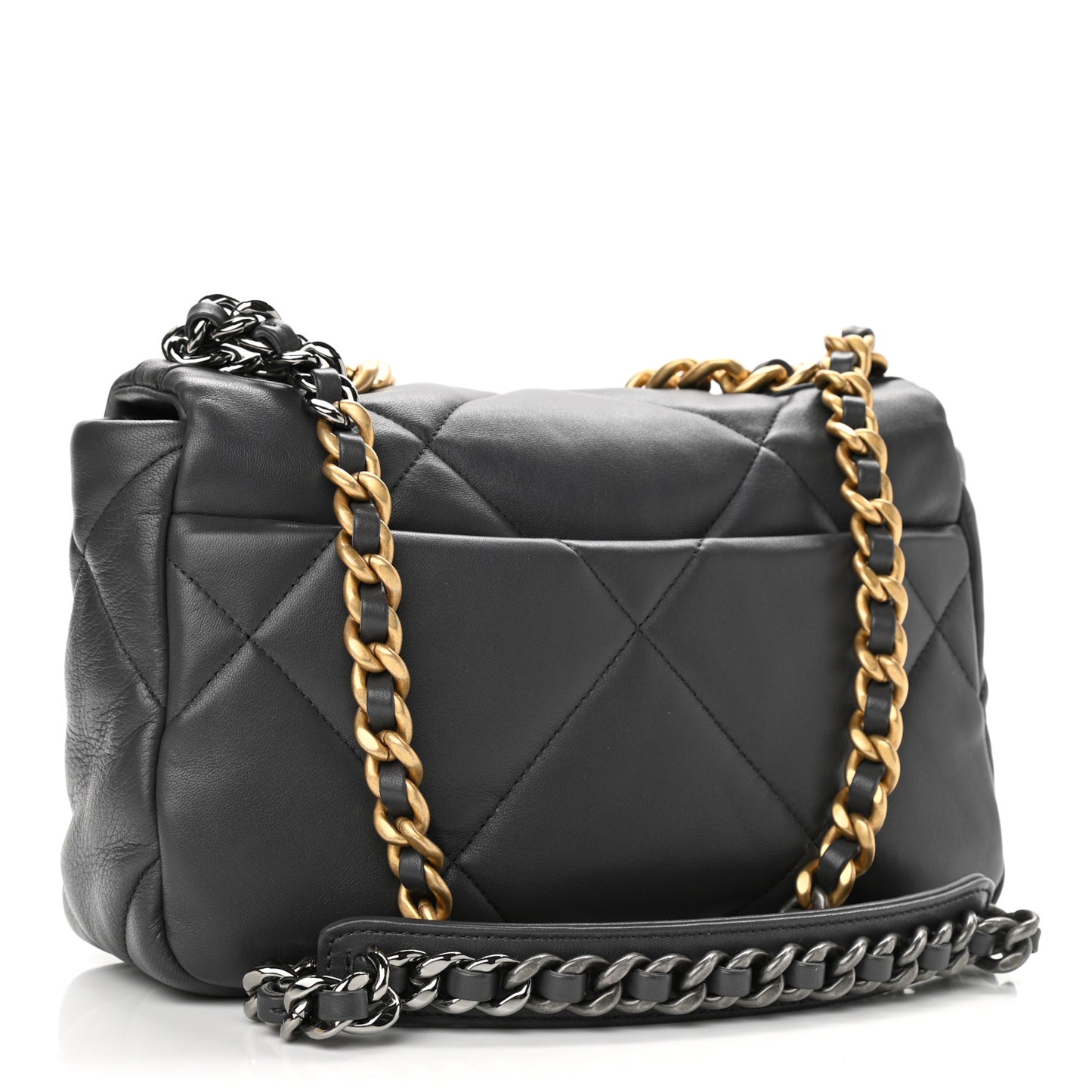 Lambskin Quilted Medium Chanel 19 Flap Dark Grey