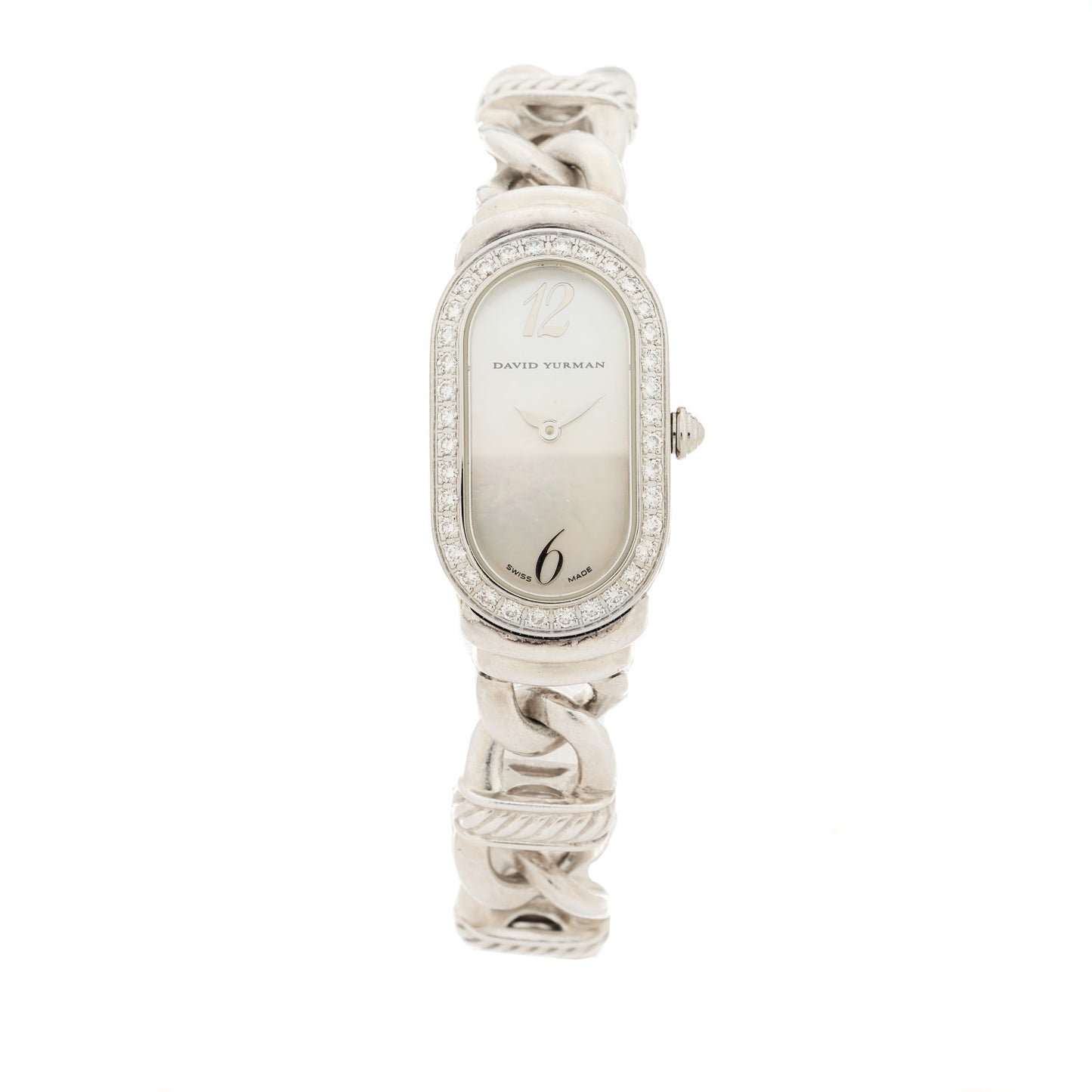 Stainless Steel Diamond Bezel Mother of Pearl 20mm Madison Cable Quartz Watch