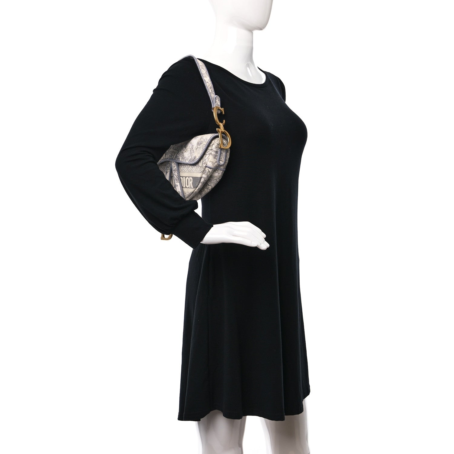 Christian Dior Canvas Embroidered Toile de Jouy Saddle Bag Gray 2 of 9