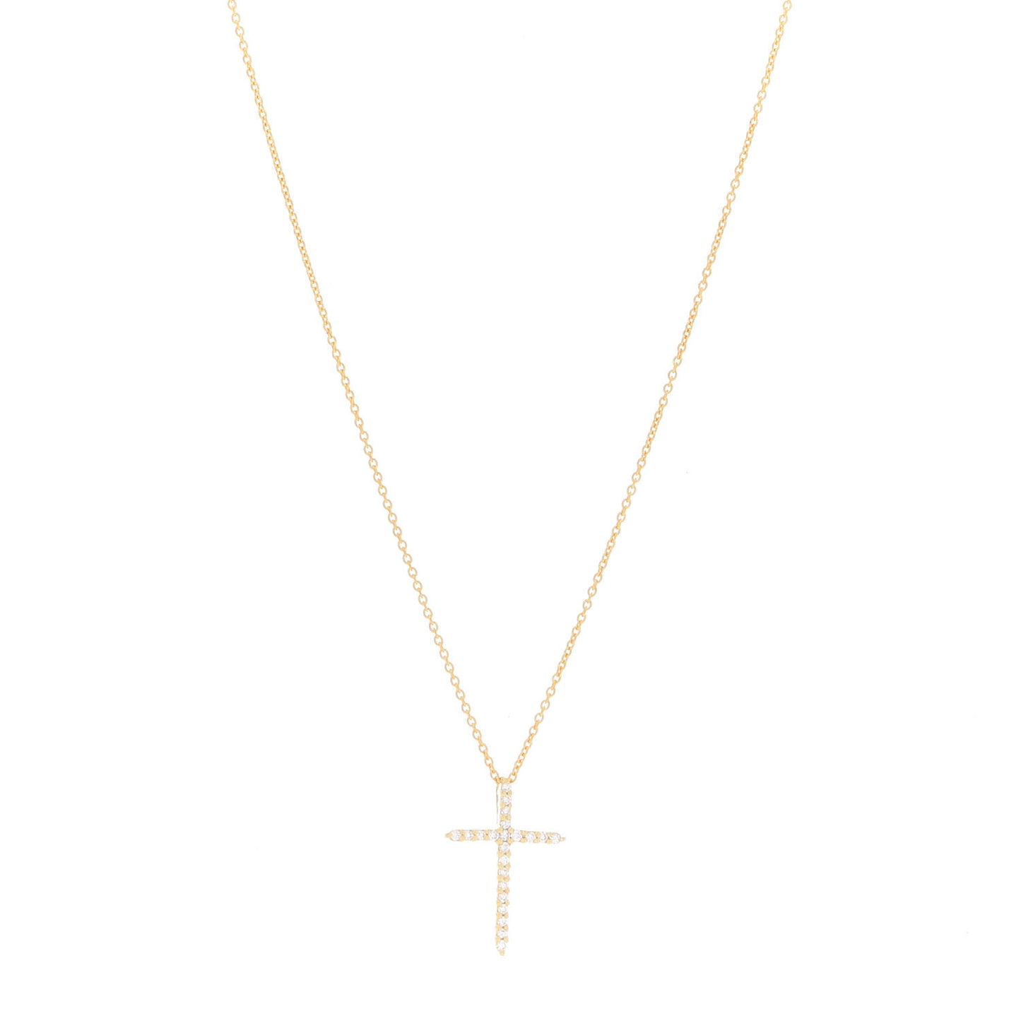 18K Yellow Gold .10ct Diamond Cross Pendant Necklace