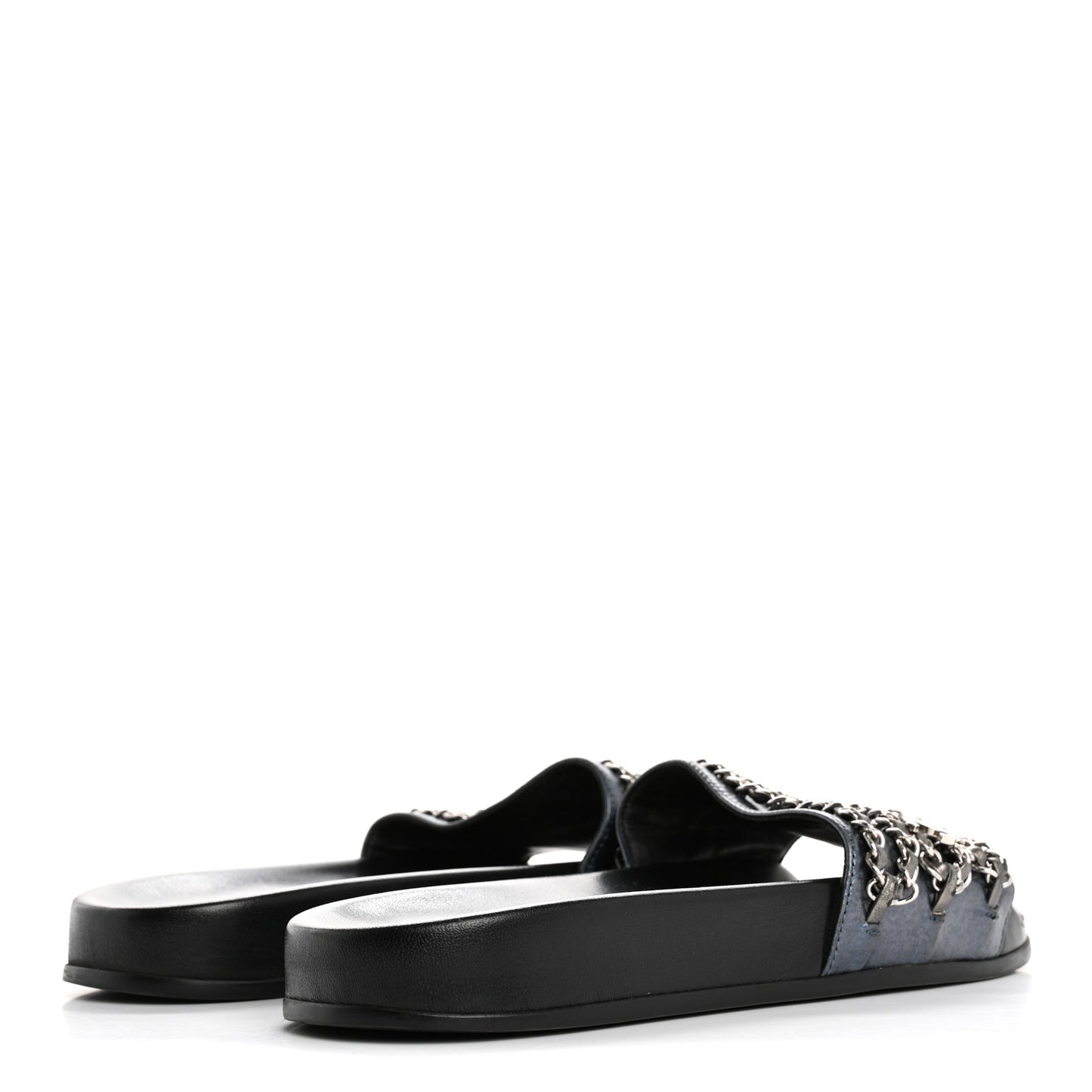 Fantasy Lambskin Chain Flat Sandals 39 Blue