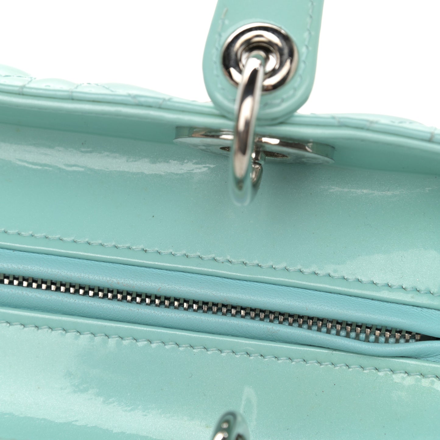 Patent Cannage Medium Lady Dior Light Blue