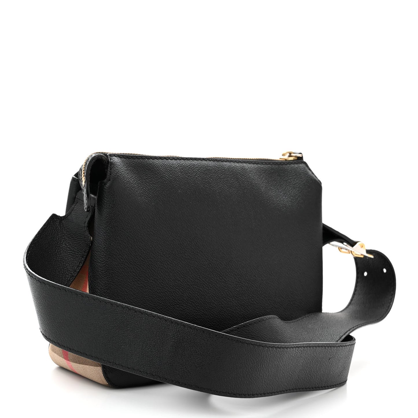 Soft Grain Calfskin House Check Small Helmsley Crossbody Black