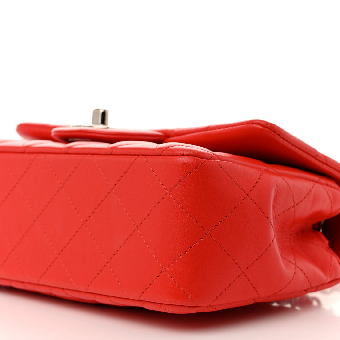 Lambskin Quilted Mini Rectangular Flap Red