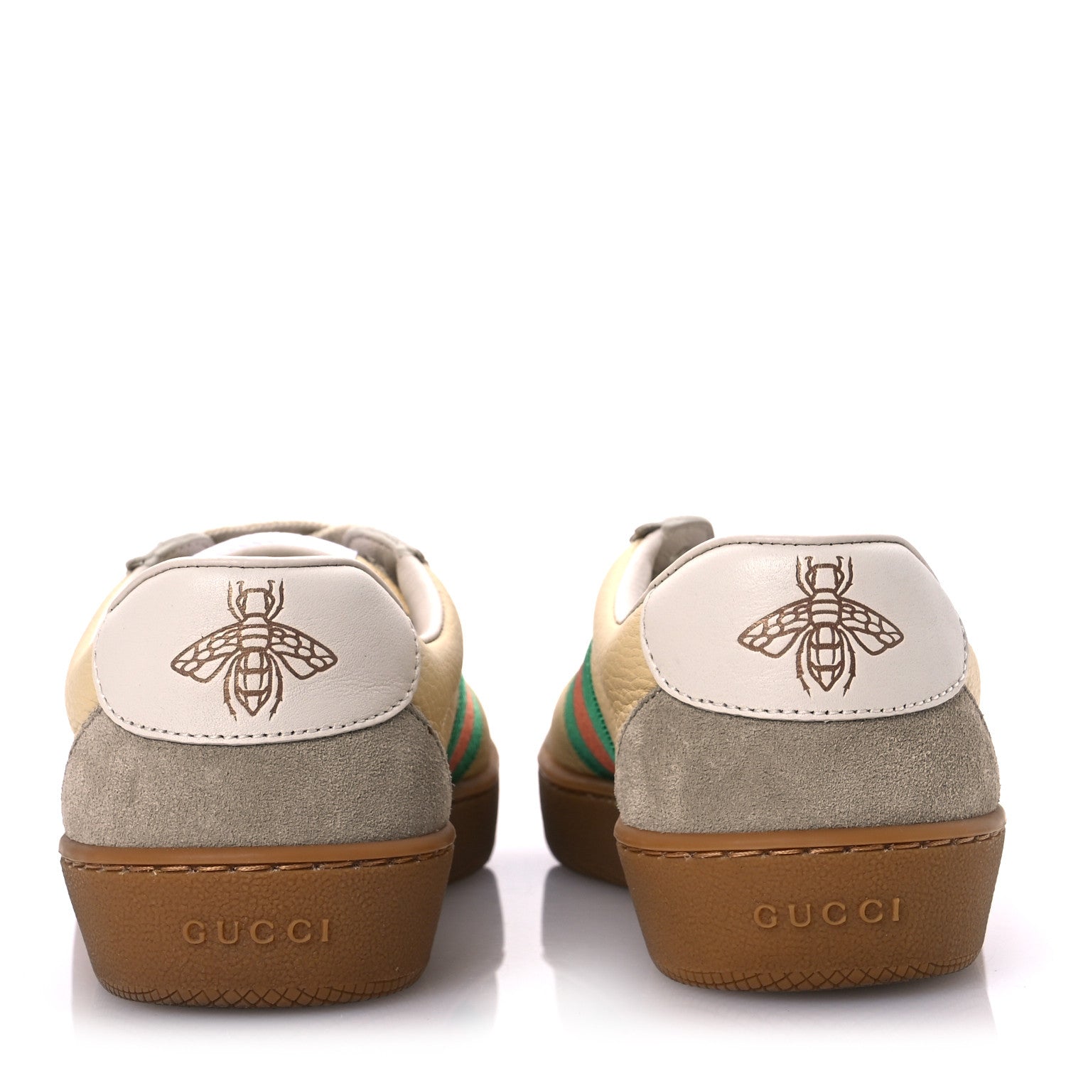 Gucci Calfskin Suede Web Womens G74 Sneakers 35.5 Oatmeal Burro New Mystic White 6 of 13