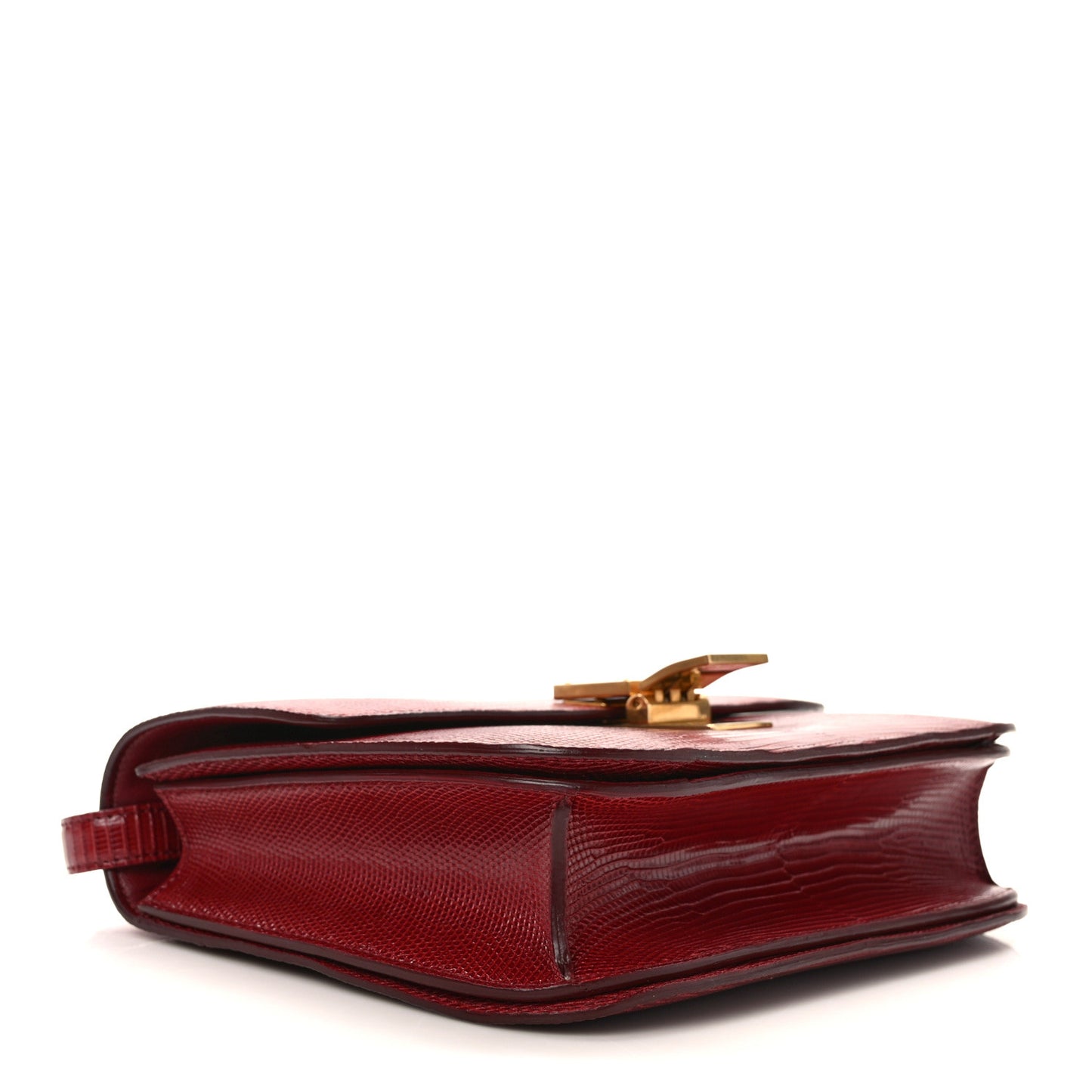 Lizard Medium Classic Box Flap Bag Ruby