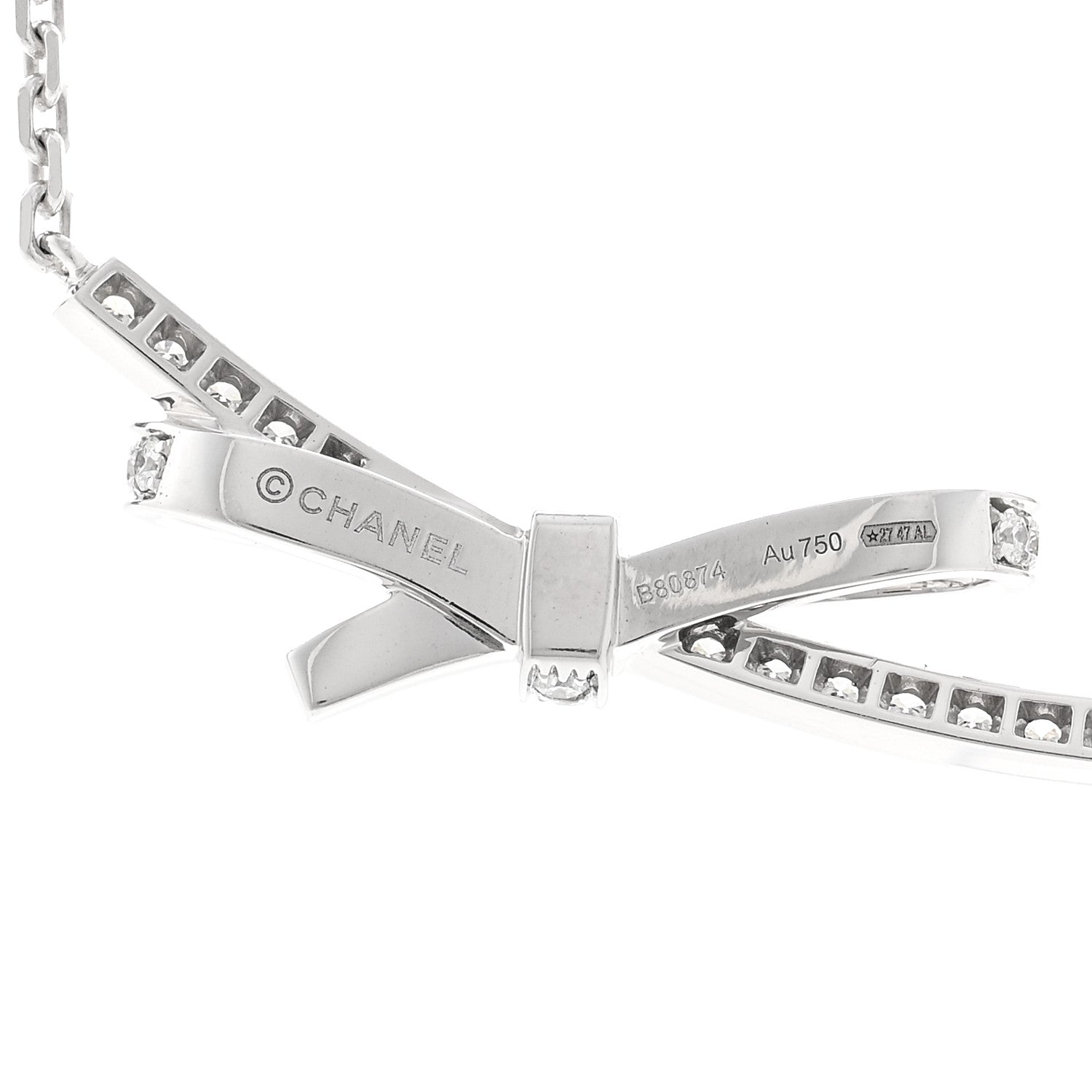 Chanel 18K White Gold Diamond Ruban Necklace 4 of 5