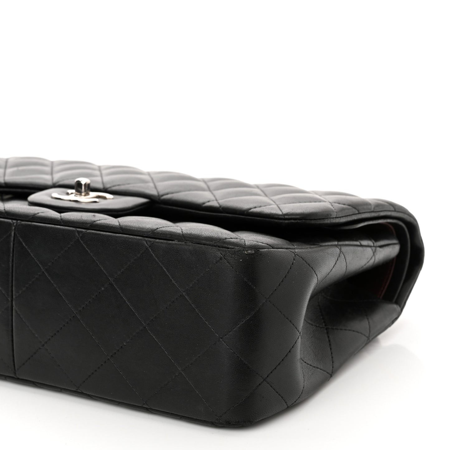 Lambskin Quilted Jumbo Double Flap Black