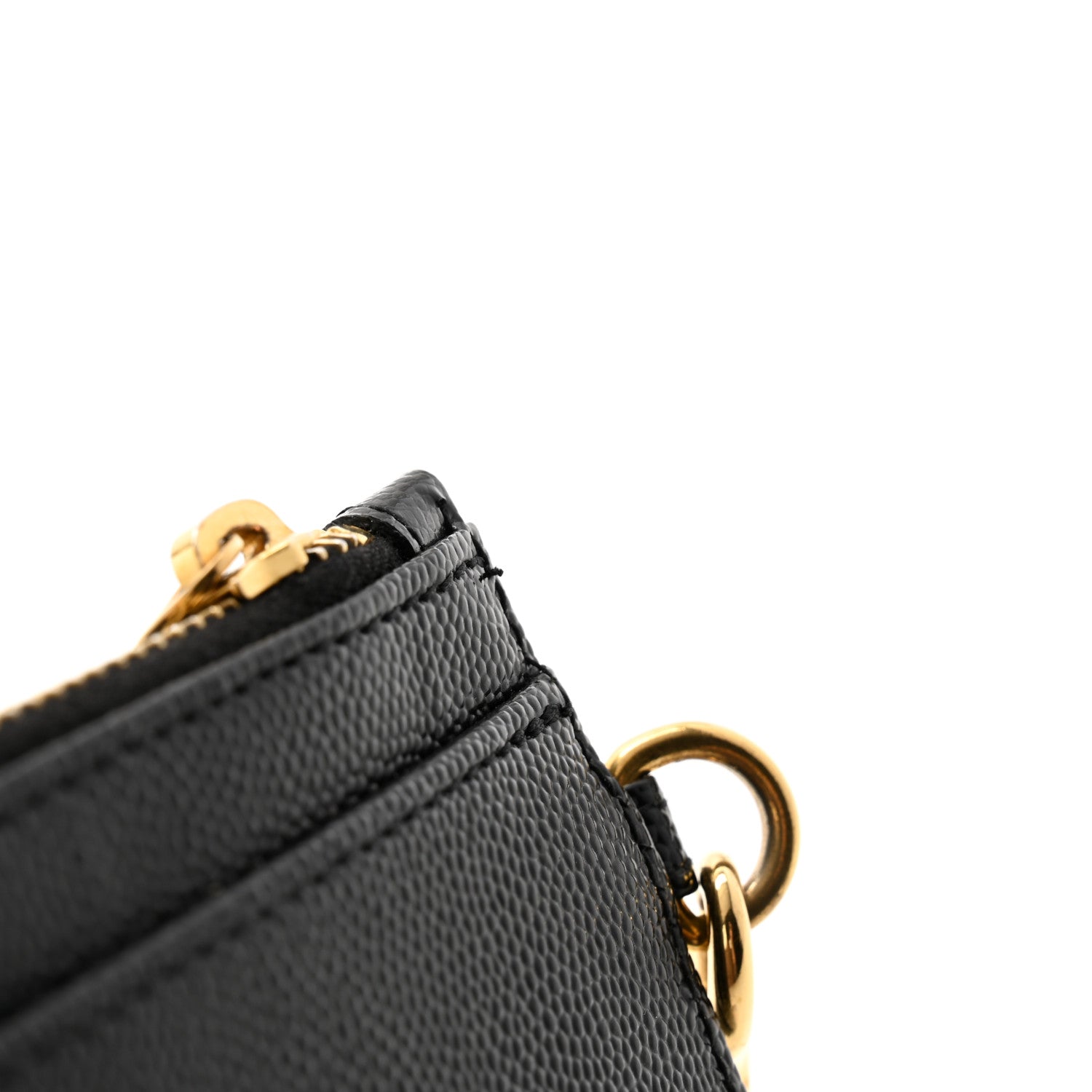 Saint Laurent Grain De Poudre Chevron Monogram Large Bill Pouch Black 8 of 12