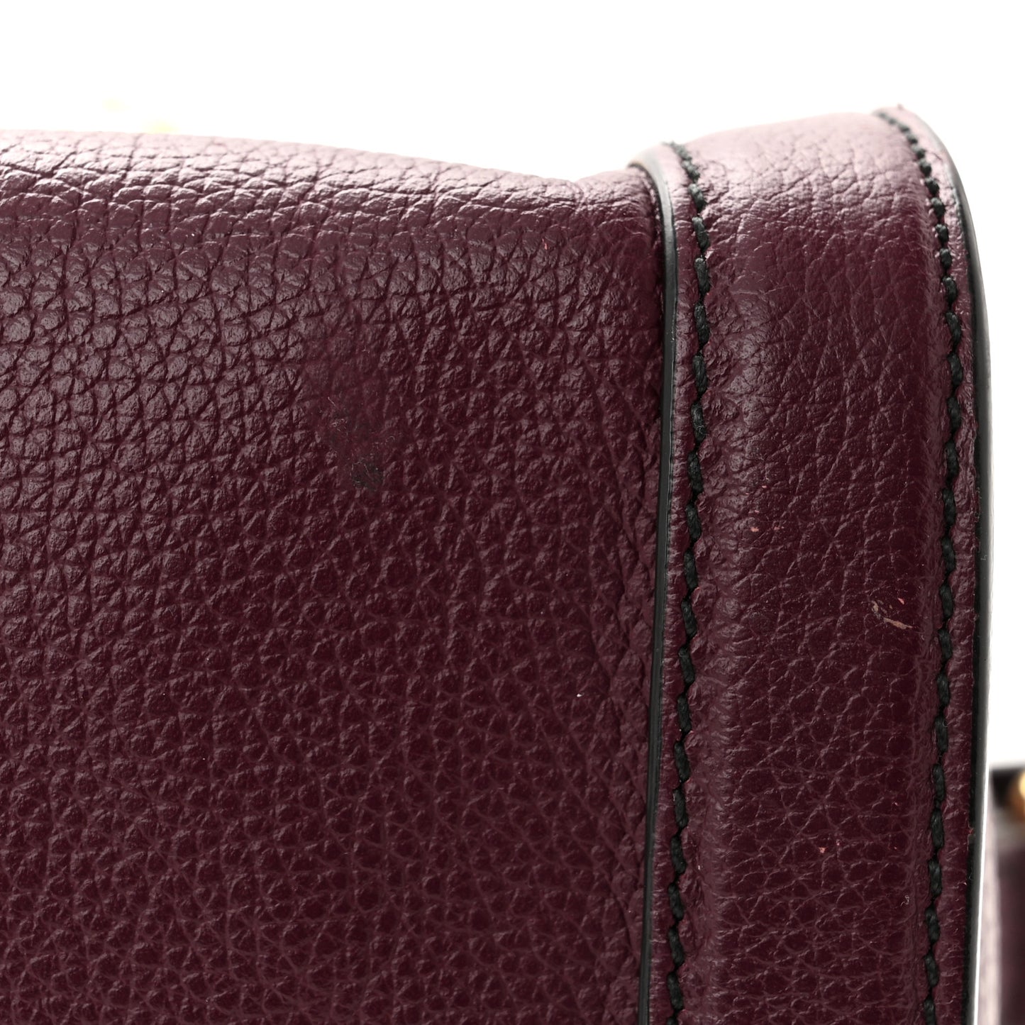 Pebbled Calfskin Small Skull Padlock Zip Around Tote Burgundy