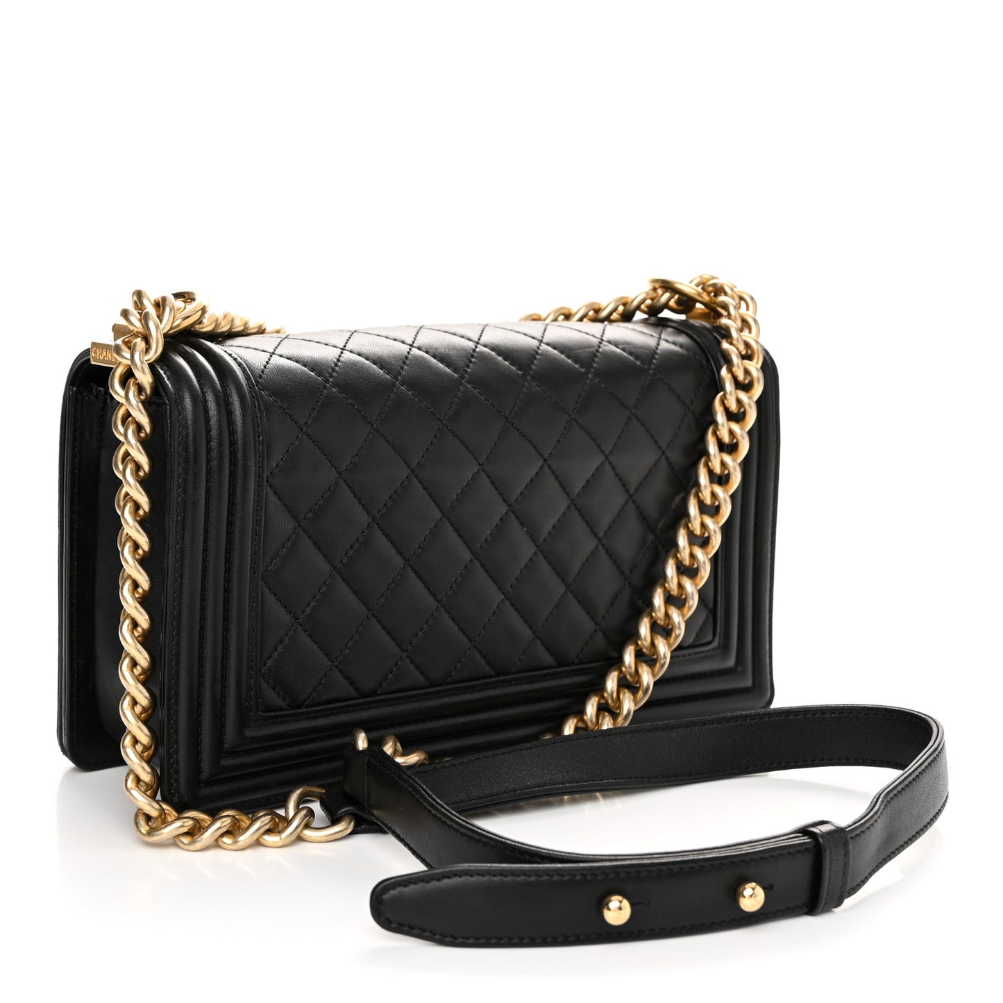 Lambskin Quilted Medium Boy Flap Black