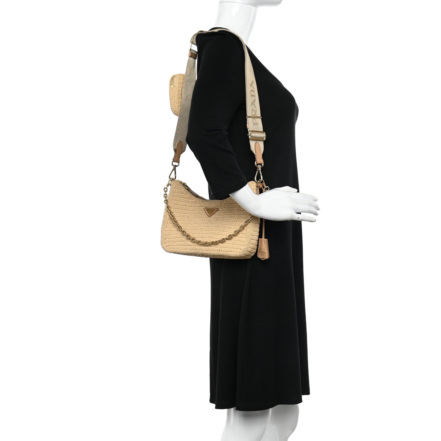 Prada Yarn Raffia Effect Crochet Re-Edition 2005 Shoulder Bag Naturale 2 of 11