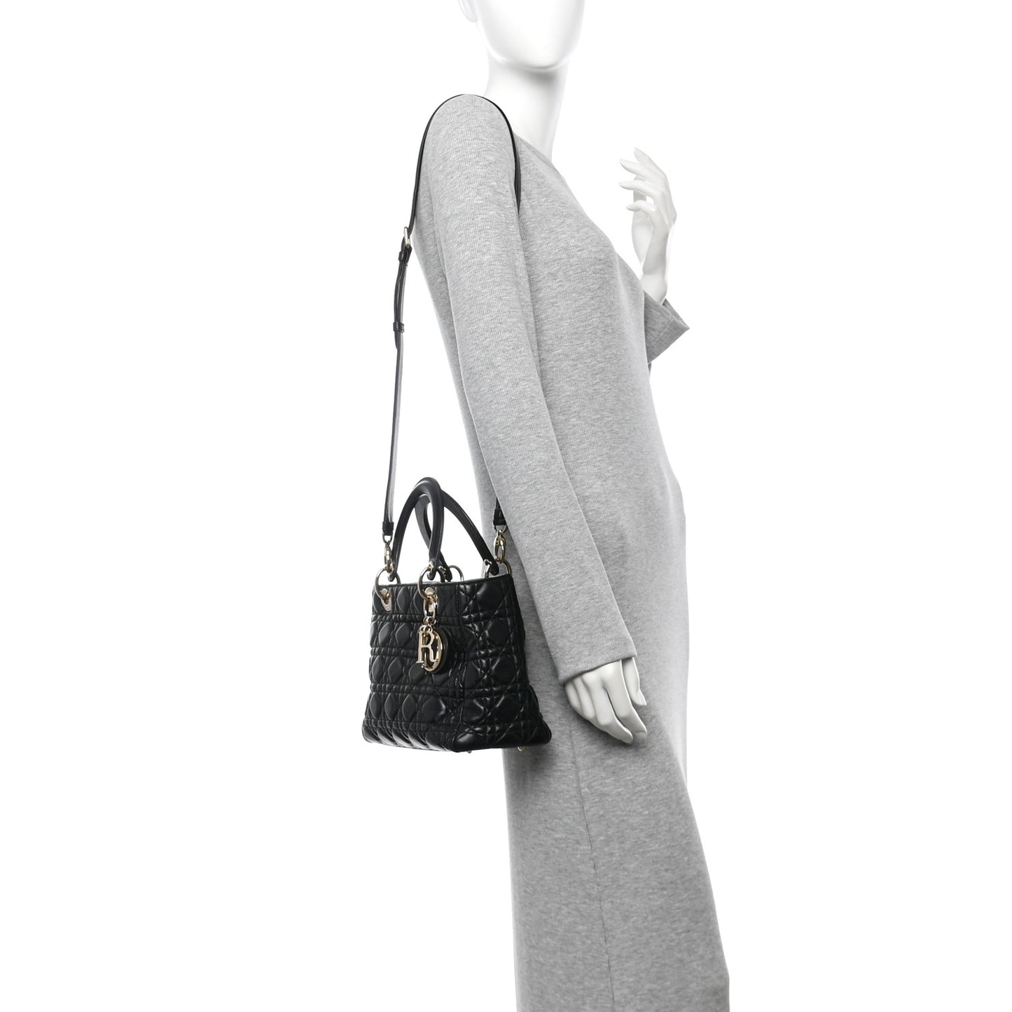 Lambskin Cannage Medium Lady Dior Black