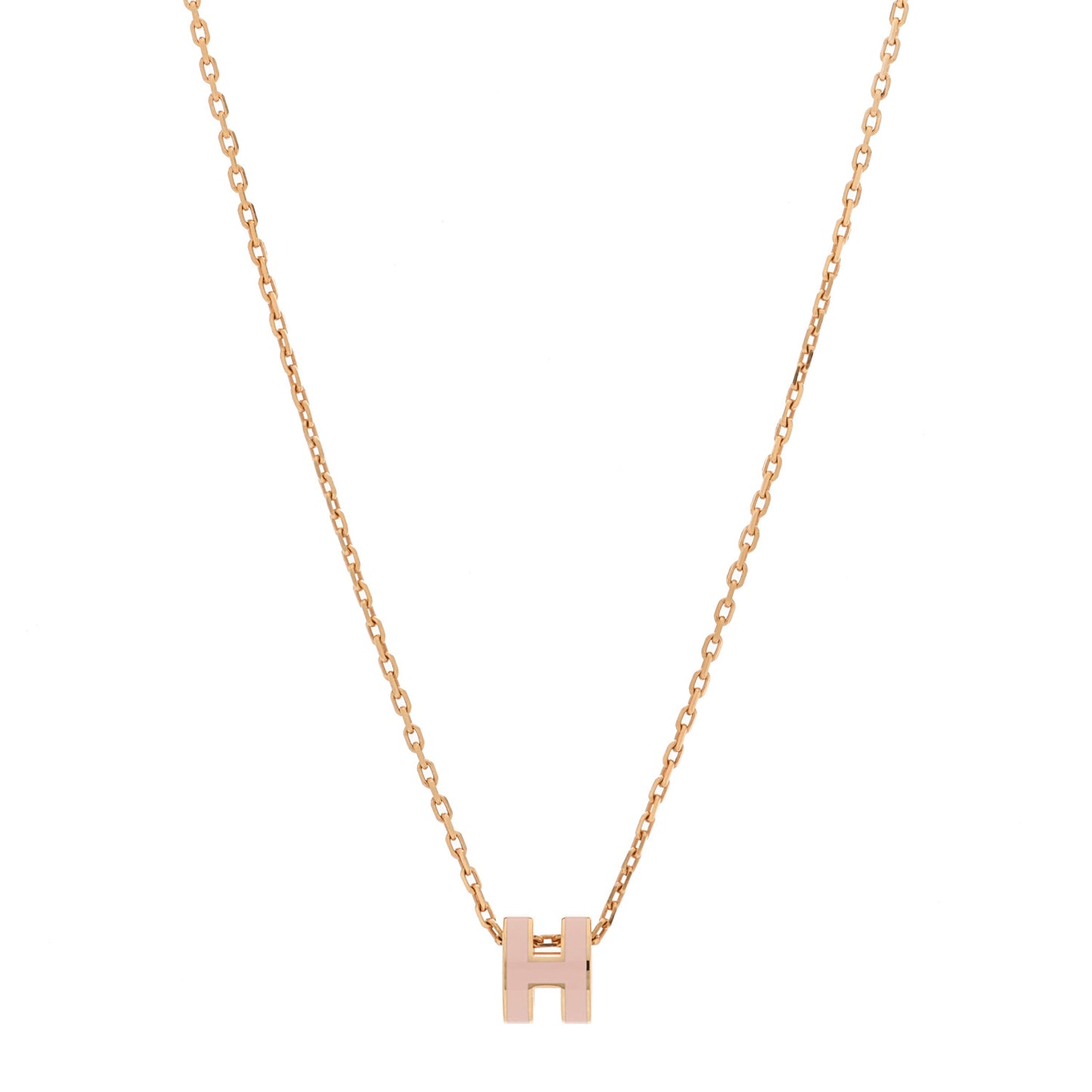 Lacquered Rose Gold Mini Pop H Pendant Necklace Rose Dragee