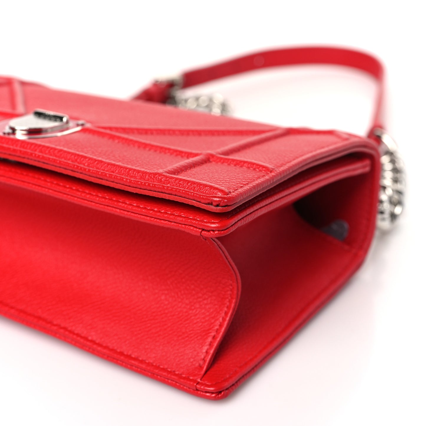 Grained Calfskin Small Diorama Flap Bag Red