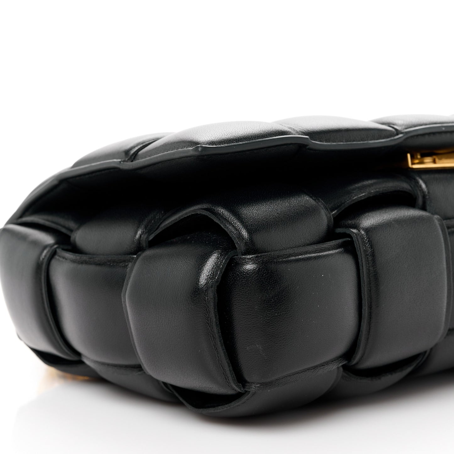 Lambskin Maxi Intreccio Padded Chain Cassette Crossbody Bag Black