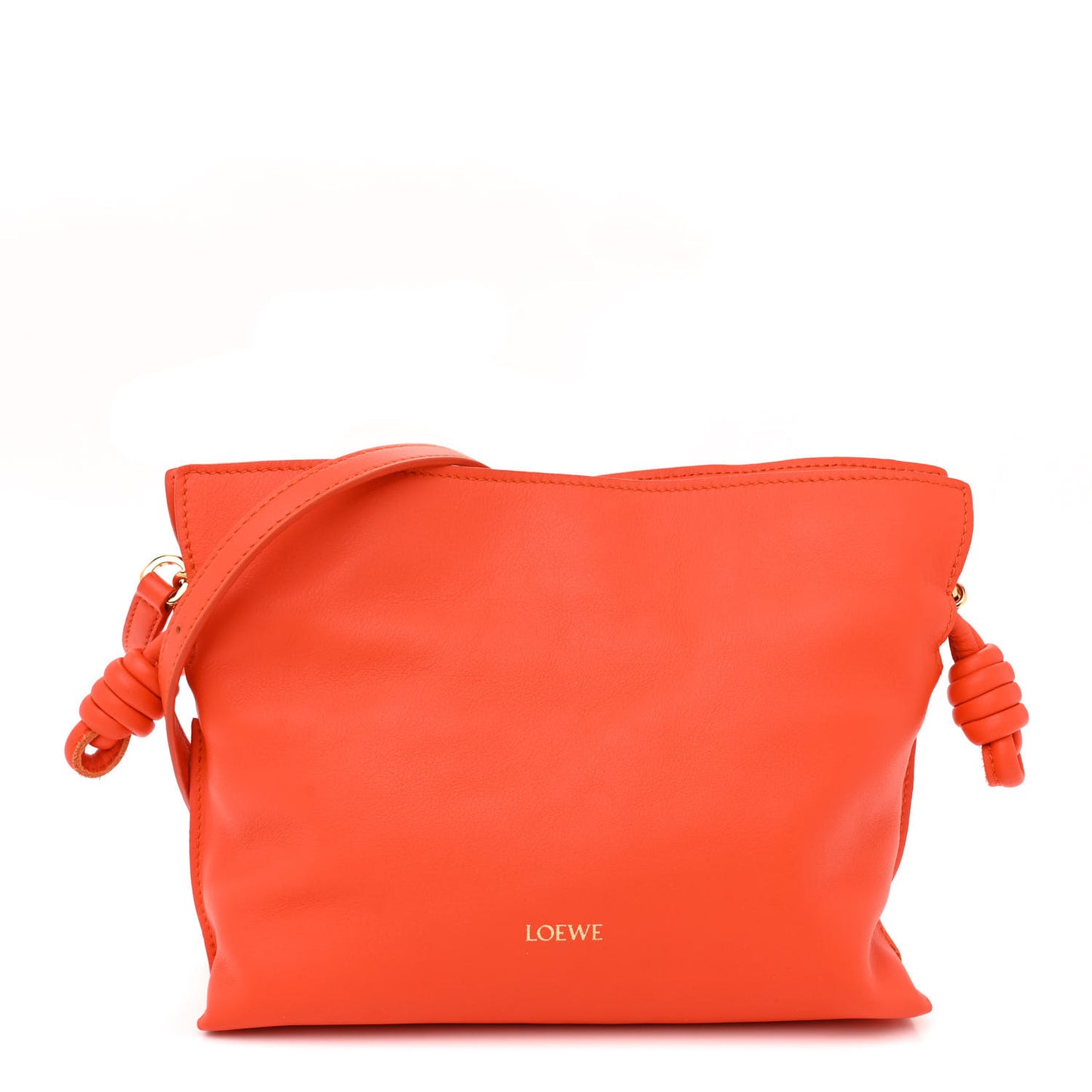 Calfskin Mini Flamenco Knot Clutch Vivid Orange