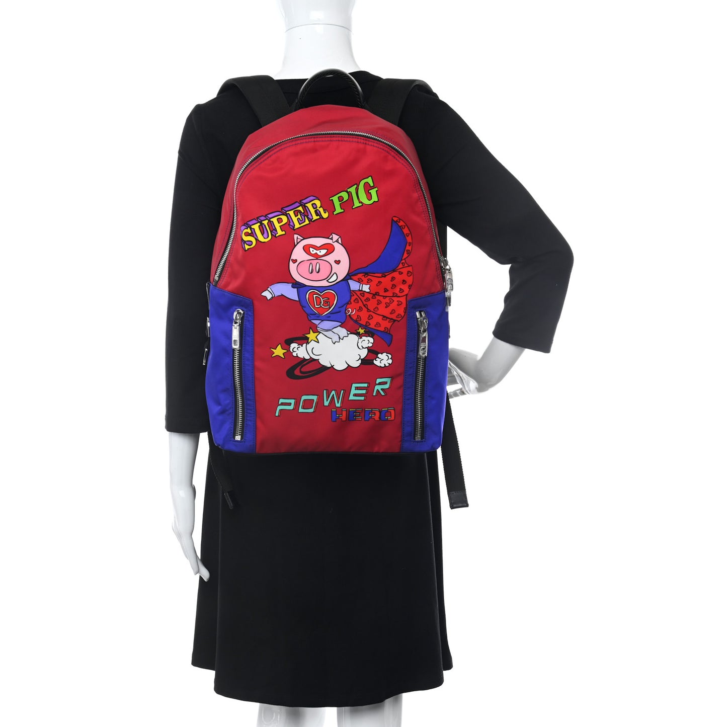 Nylon Super Pig Backpack Red Multicolor