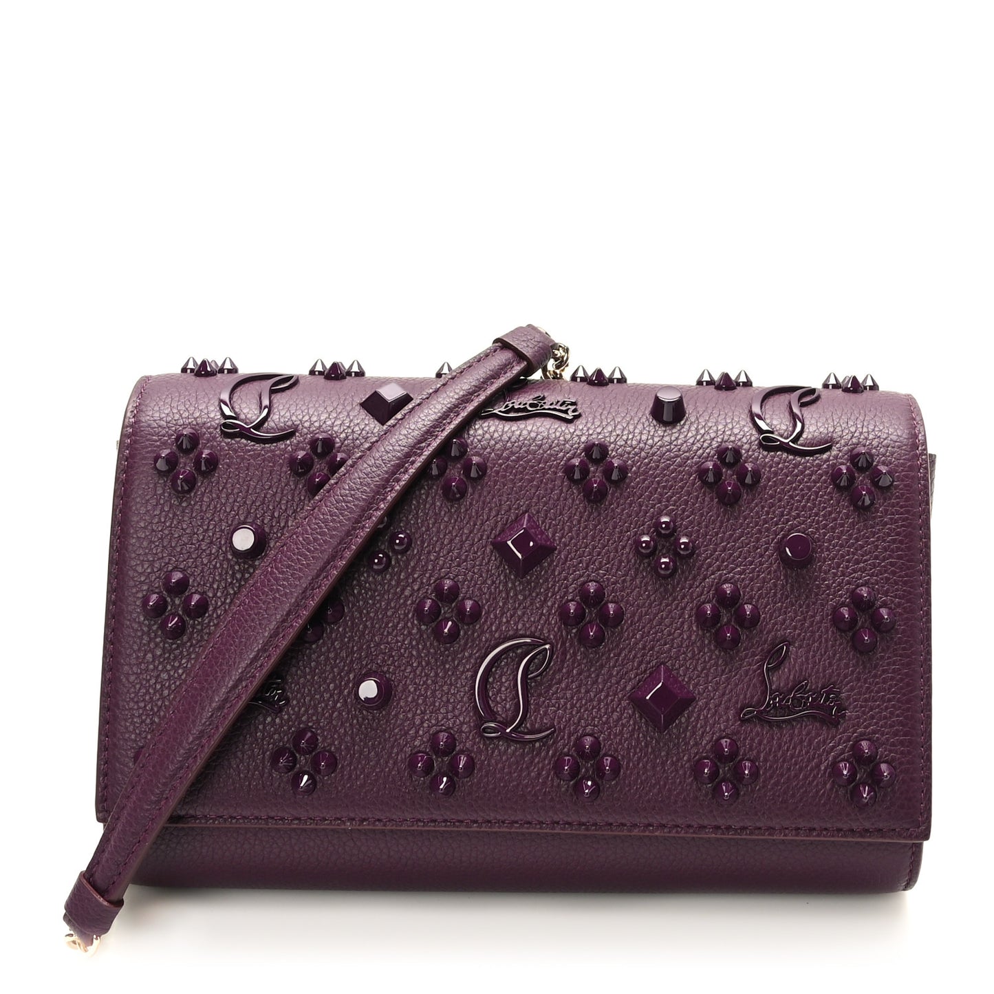 Calfskin Spikes Loubinthesky Paloma Clutch Merlot