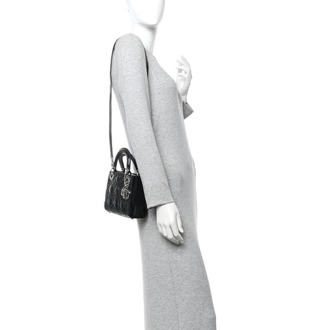 Patent Cannage Mini Lady Dior Black