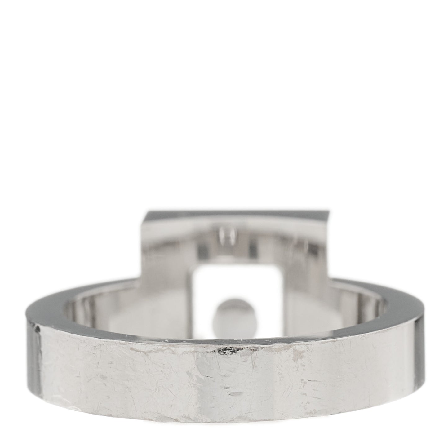 18K White Gold Diamond Happy Diamond Square Pave Ring 53 6.25