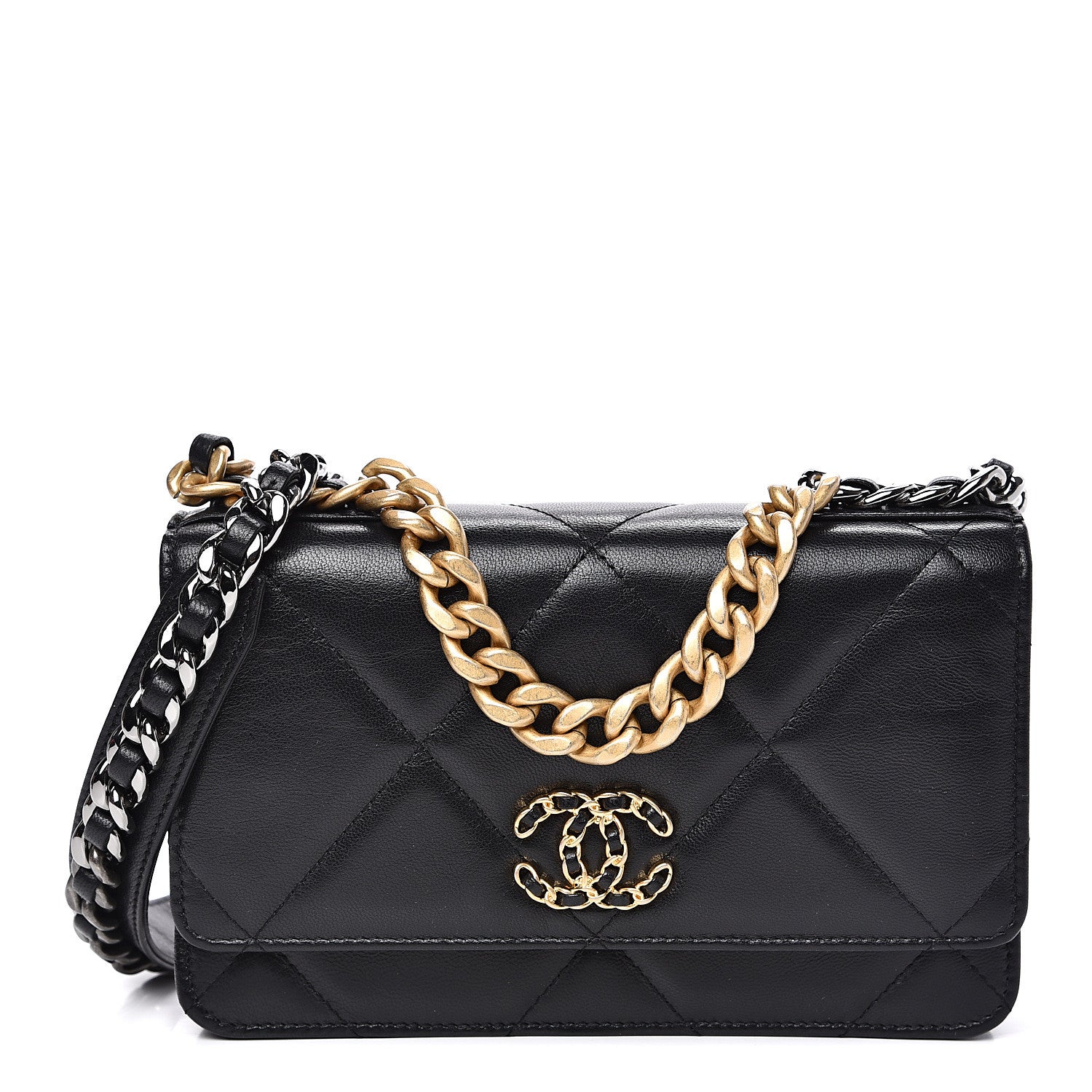 Chanel Goatskin Quilted 19 Wallet On Chain WOC Black 1 of 11