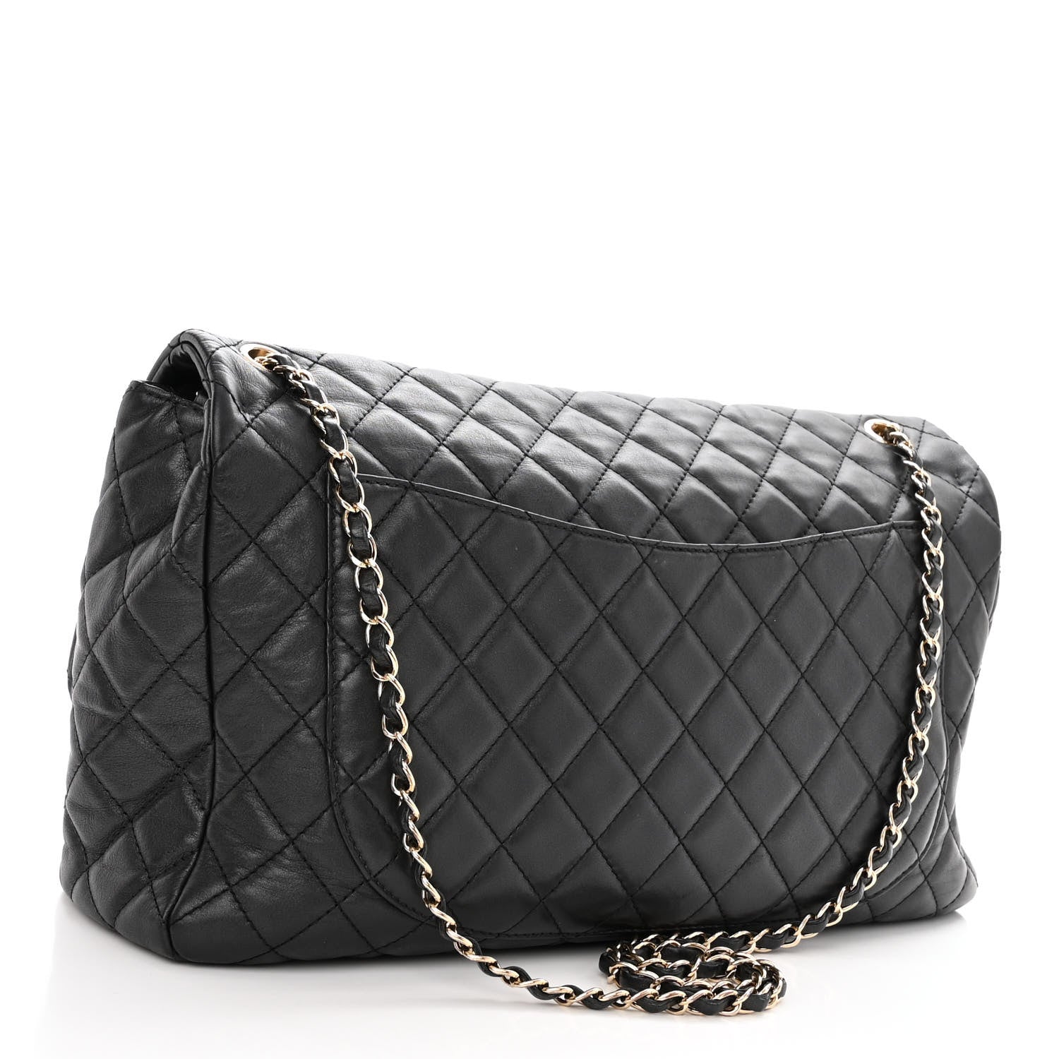 Chanel Metallized Calfskin Quilted Small XXL Travel Flap Bag Black 3 of 10