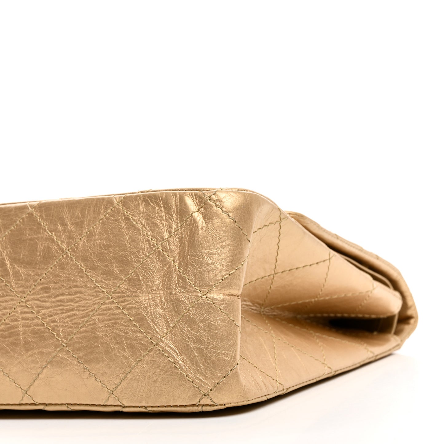 Metallic Aged Calfskin Quilted 2.55 Reissue 227 Flap Pale Gold