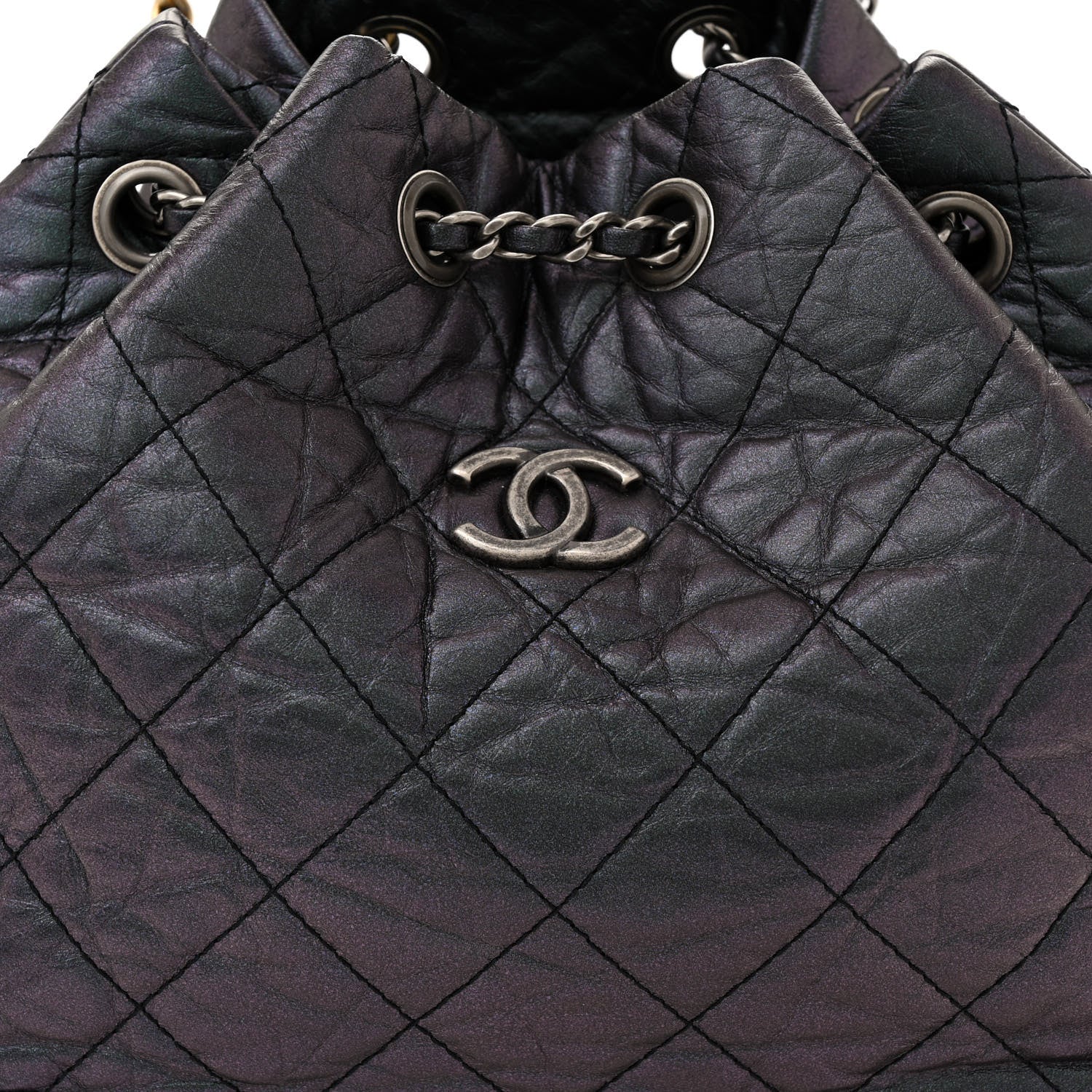Chanel Iridescent Aged Calfskin Quilted Small Gabrielle Backpack Dark Purple 8 of 13