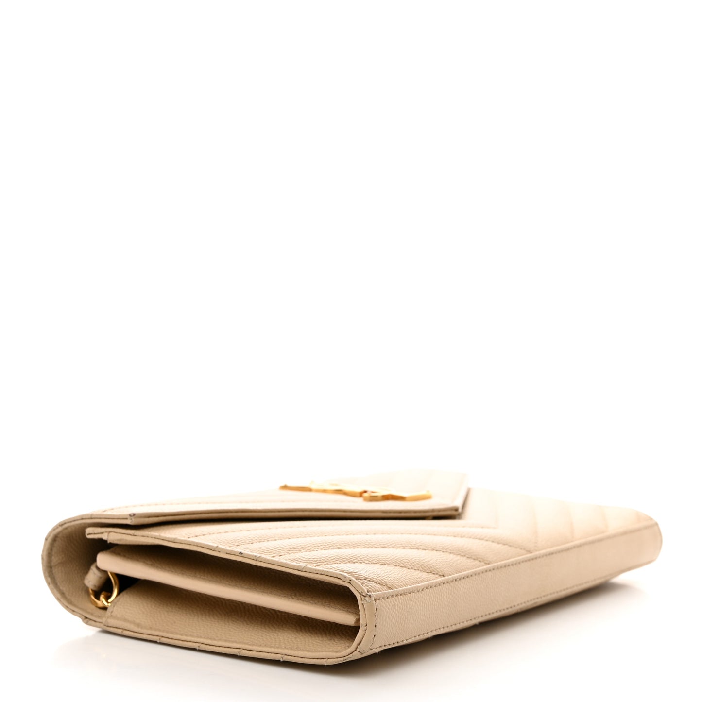 Grain De Poudre Matelasse Chevron Monogram Chain Wallet Deep Beige