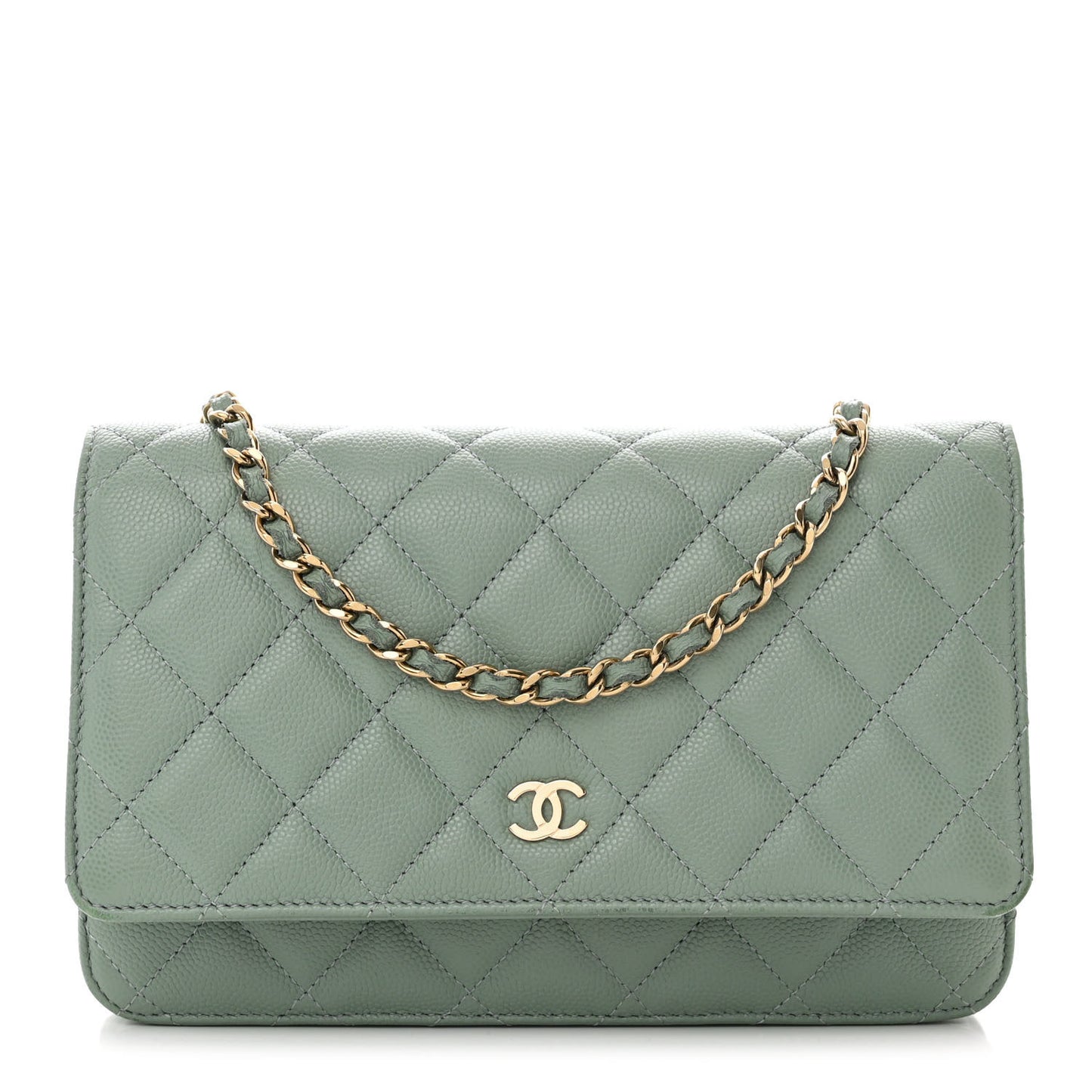 Caviar Quilted Wallet On Chain WOC Grey