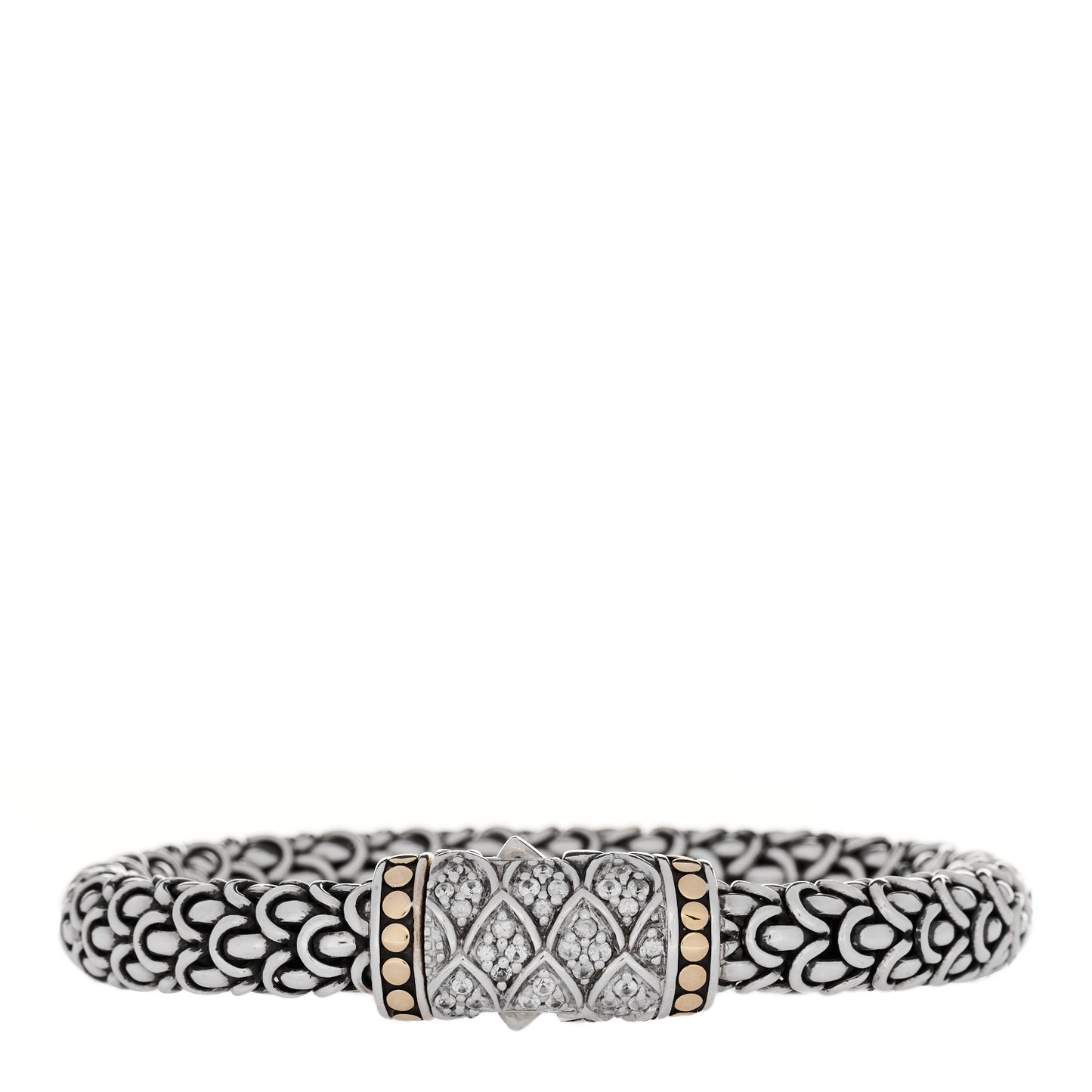 Sterling Silver 18K Yellow Gold White Topaz 8mm Naga Bracelet
