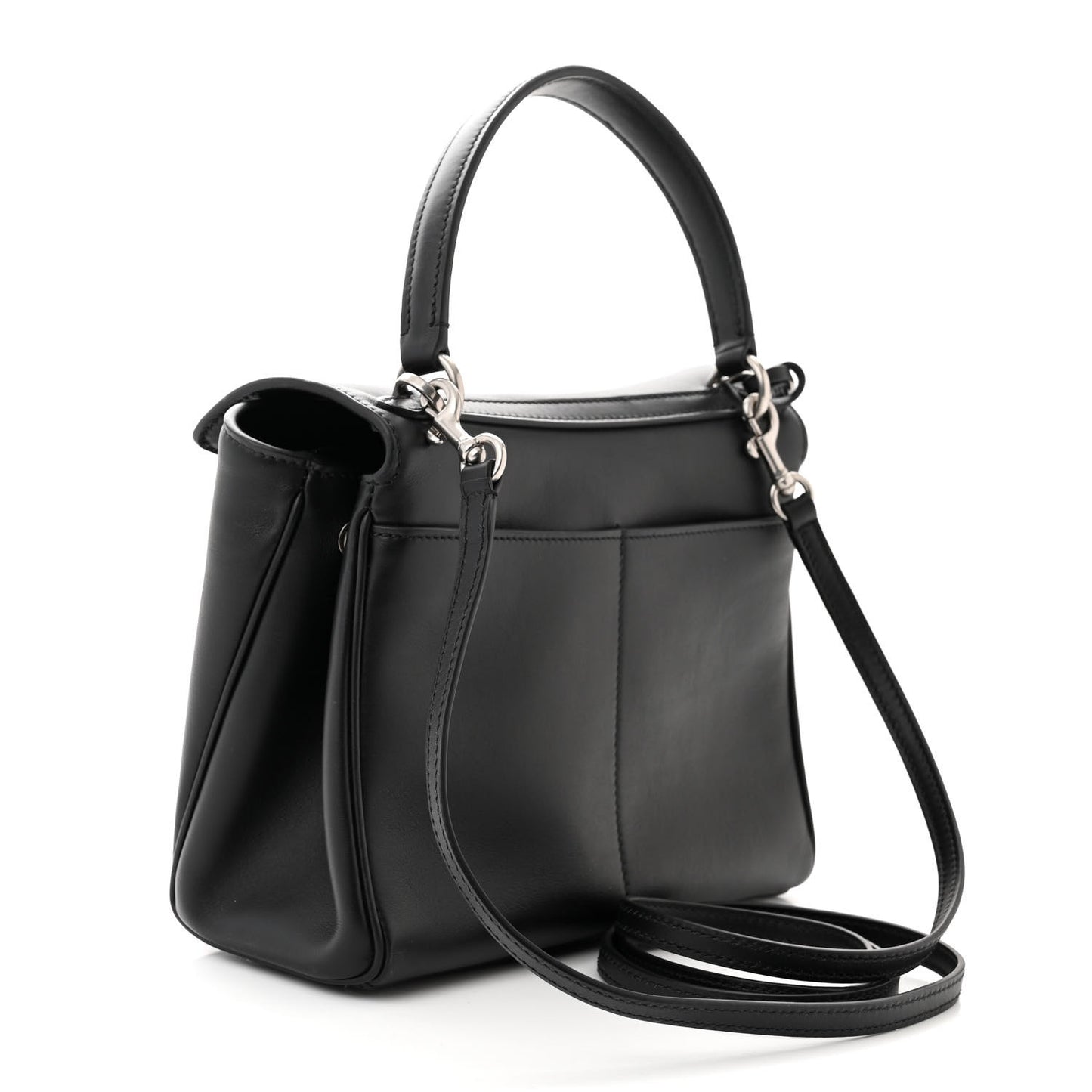 Natural Smooth Calfskin Mini Rodeo Top Handle Handbag Black