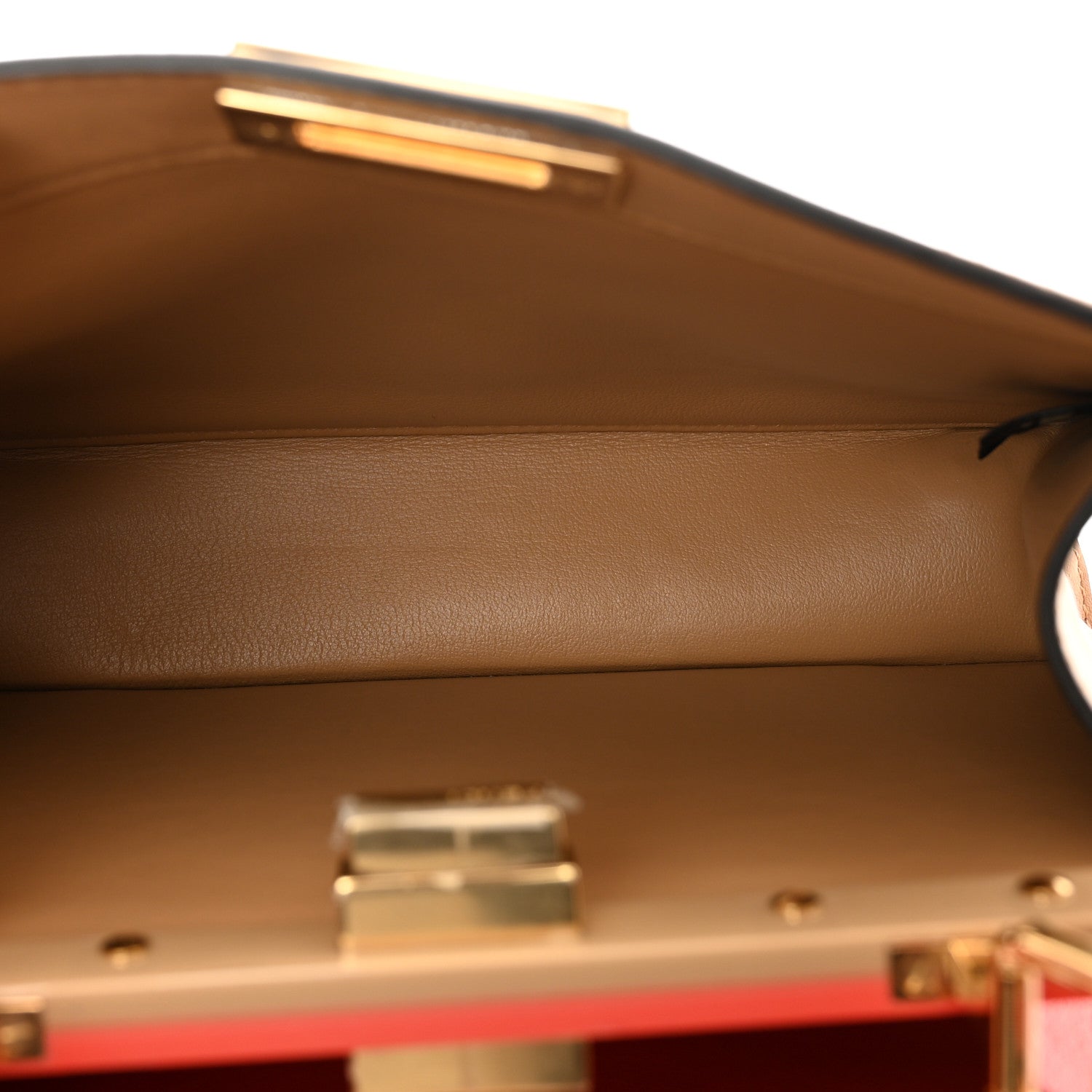 Fendi Vitello Seta Nappa Plexiglass Bi-Color Small Peekaboo I SEE U Satchel Miele Scuro Tulipano 7 of 11