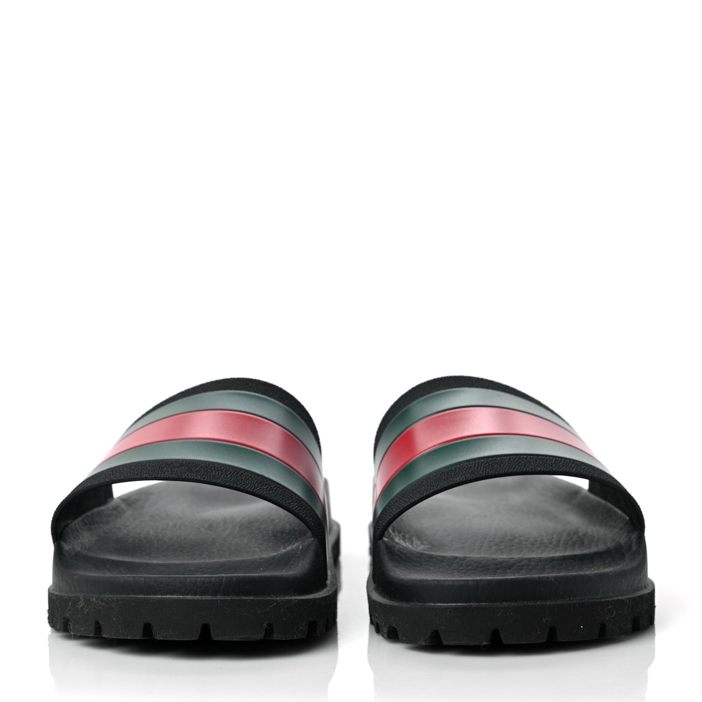 Rubber Web Mens Lug Sole Slide Sandals 9 Black Green Red