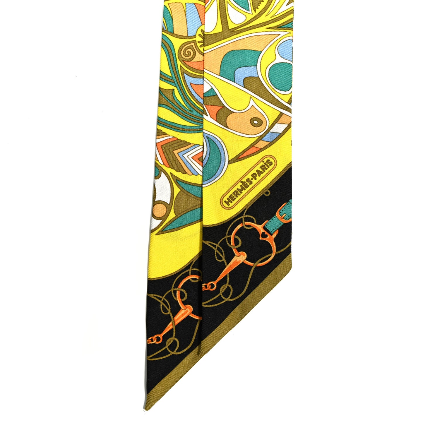 Silk Folklore Twilly Jaune Citron Kaki Saumon