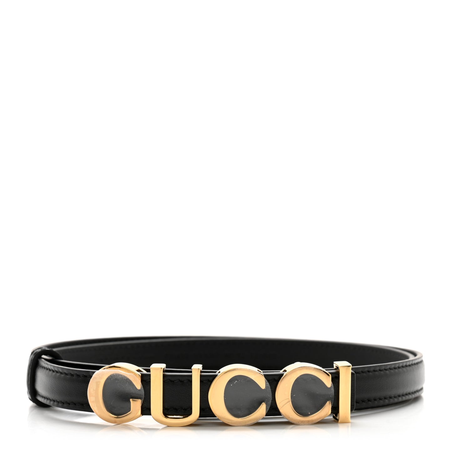 Plutone Calfskin Gucci Buckle 20mm Thin Belt 80 32 Black