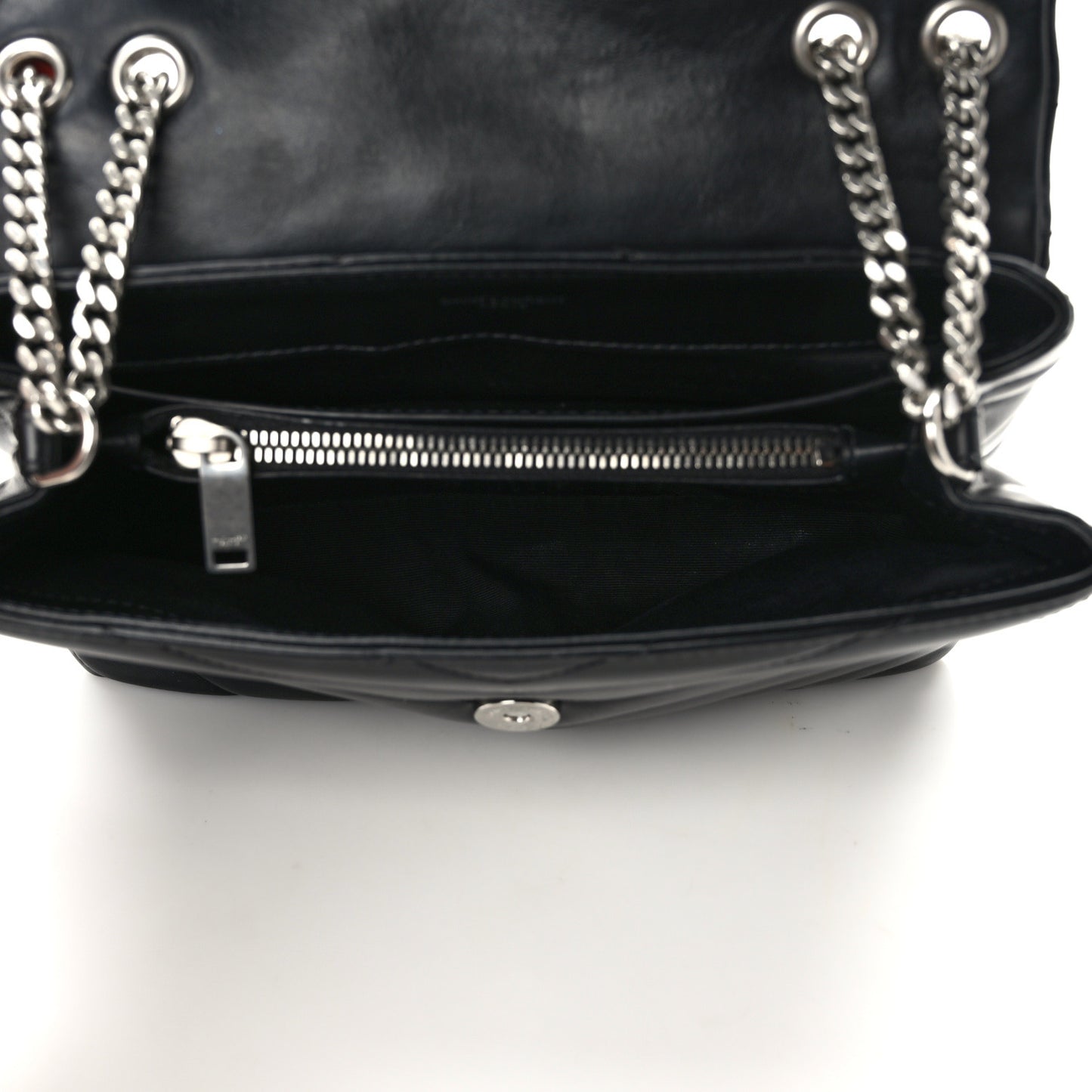 Calfskin Y Quilted Monogram Small Loulou Chain Satchel Black