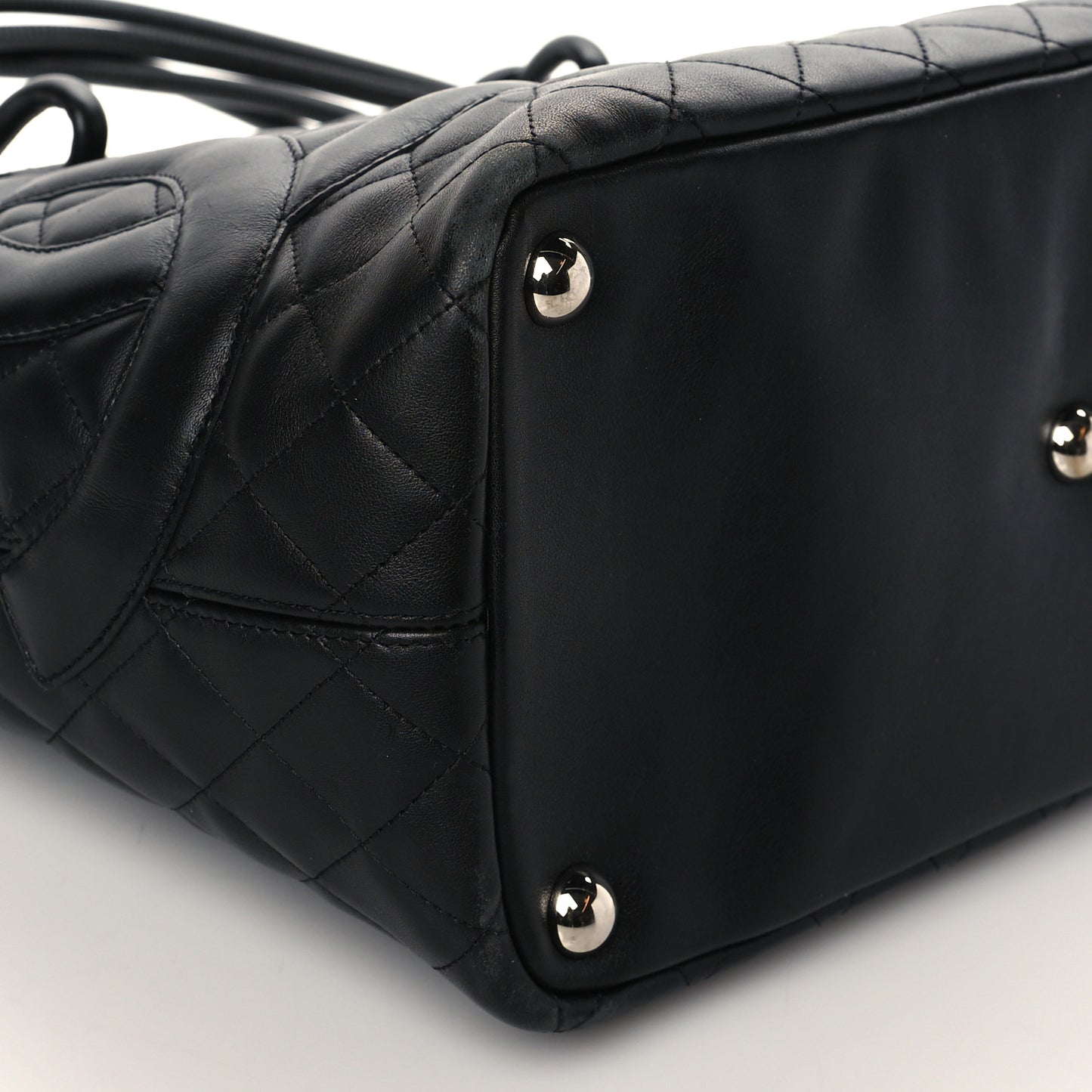 Calfskin Quilted Large Cambon Tote Black