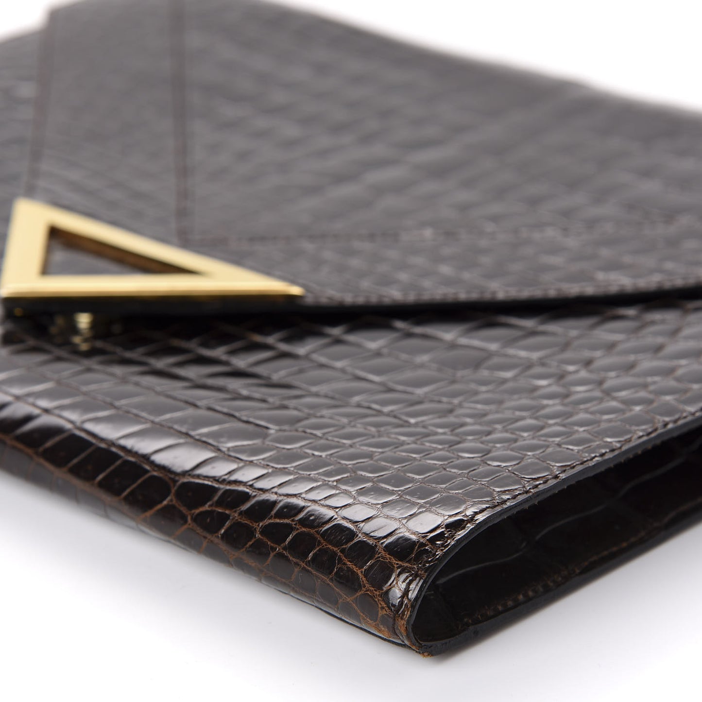 Crocodile Envelope Clutch Brown