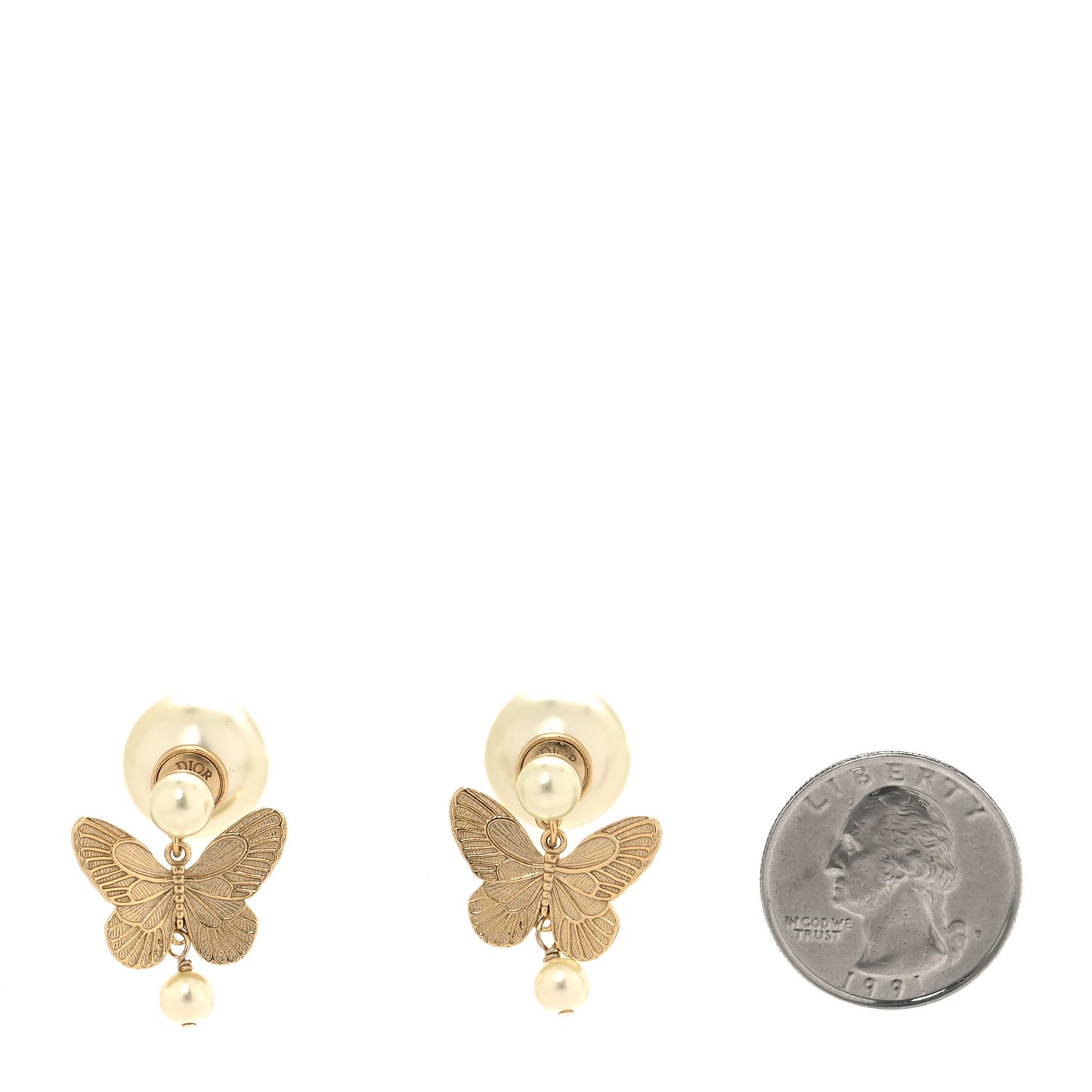 Pearl Butterfly Tribal Earrings Gold