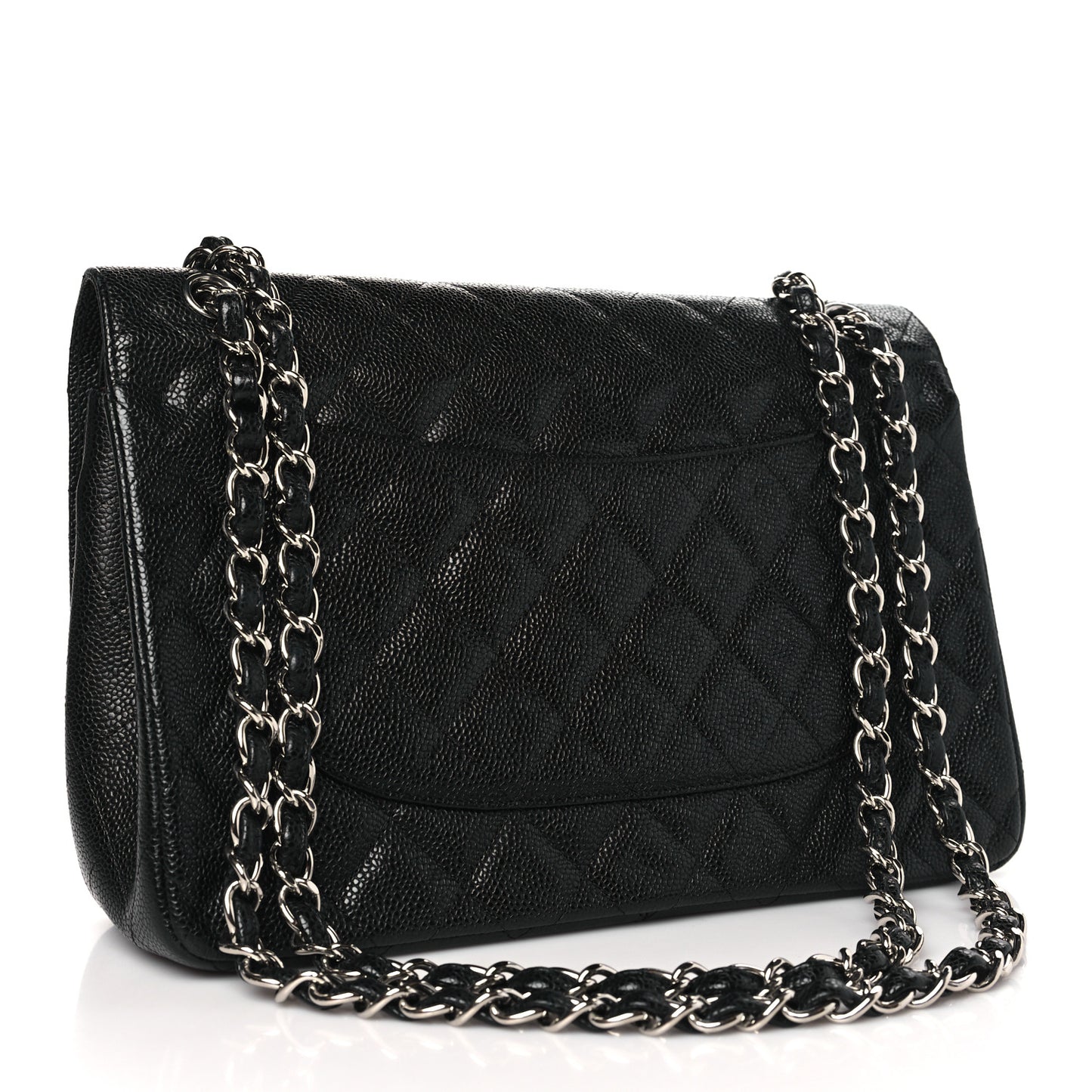 Caviar Quilted Jumbo Double Flap Black