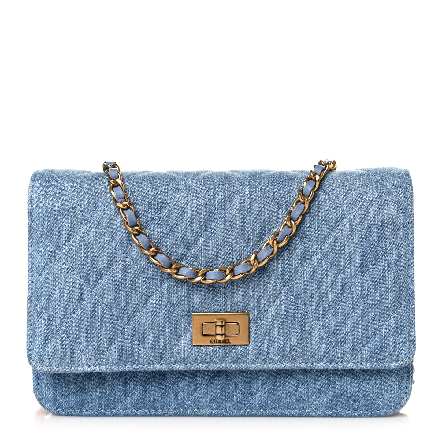 Denim Quilted Reissue Wallet On Chain WOC Blue