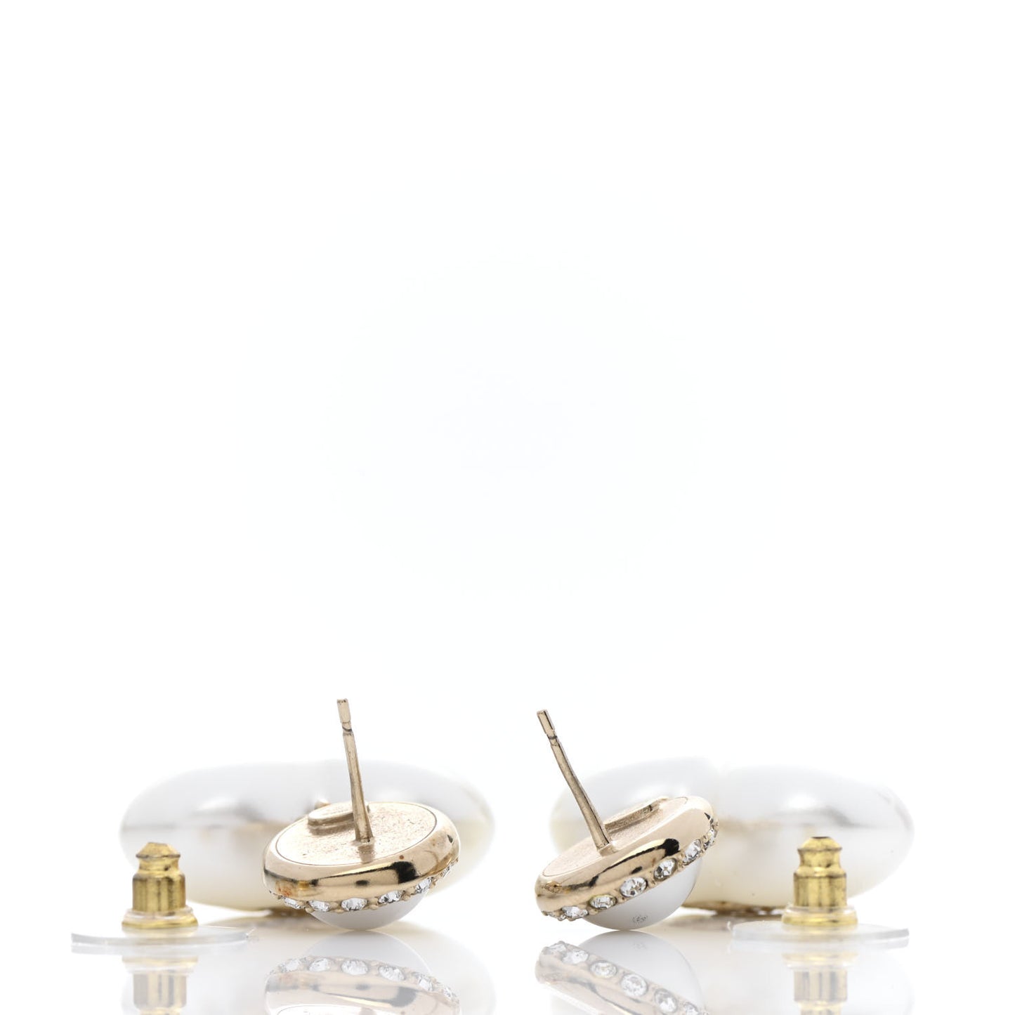 Pearl Crystal CC Heart Drop Earrings Gold