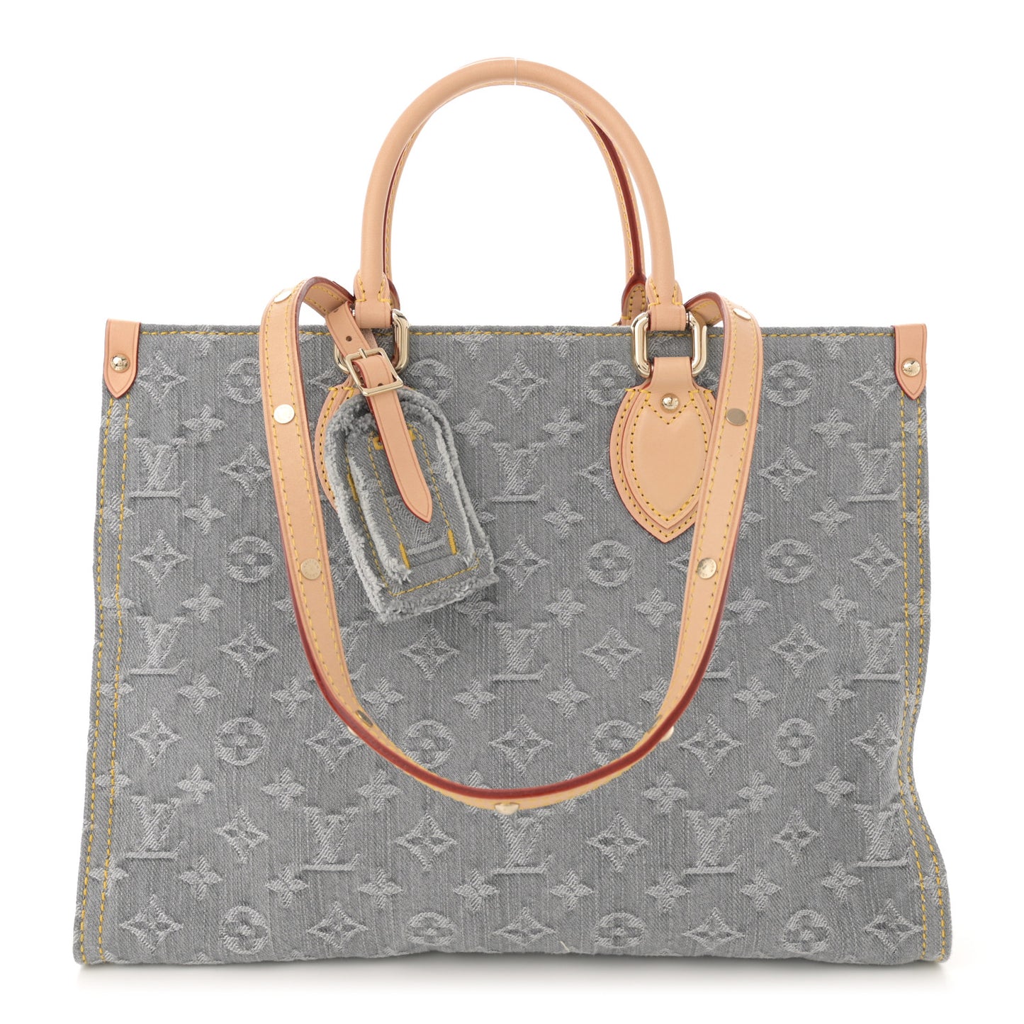 Monogram Denim Onthego MM Washed Gray