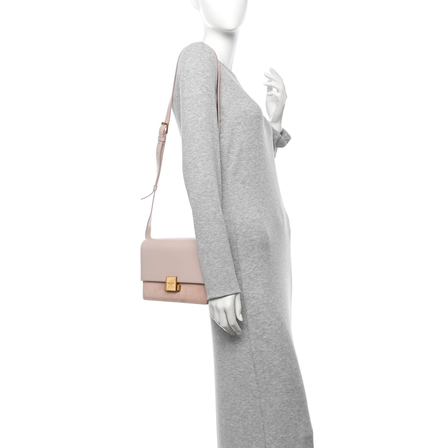 Smooth Calfskin Suede Medium Bellechasse Bag Marble Pink