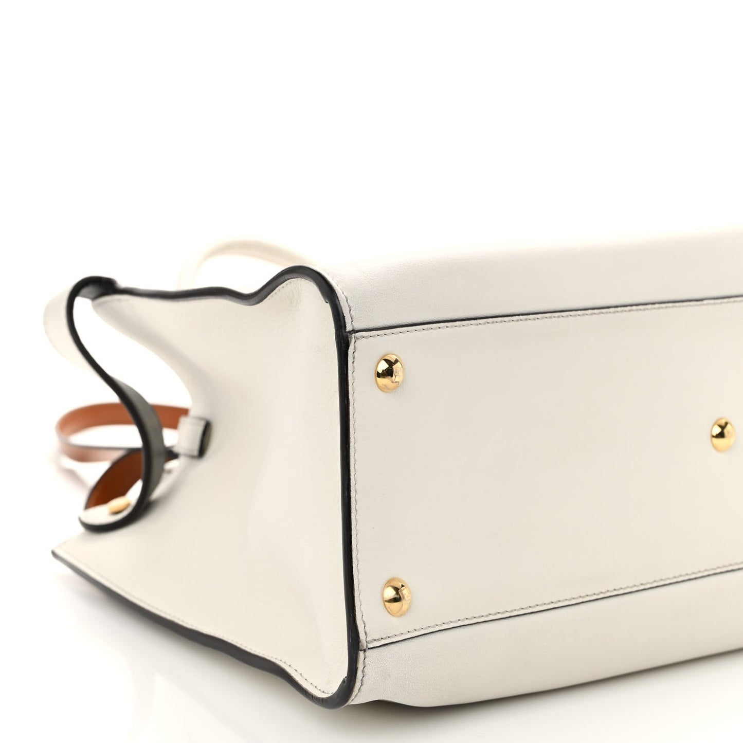 Vitello Seta Century Small Peekaboo X-Tote White Brandy